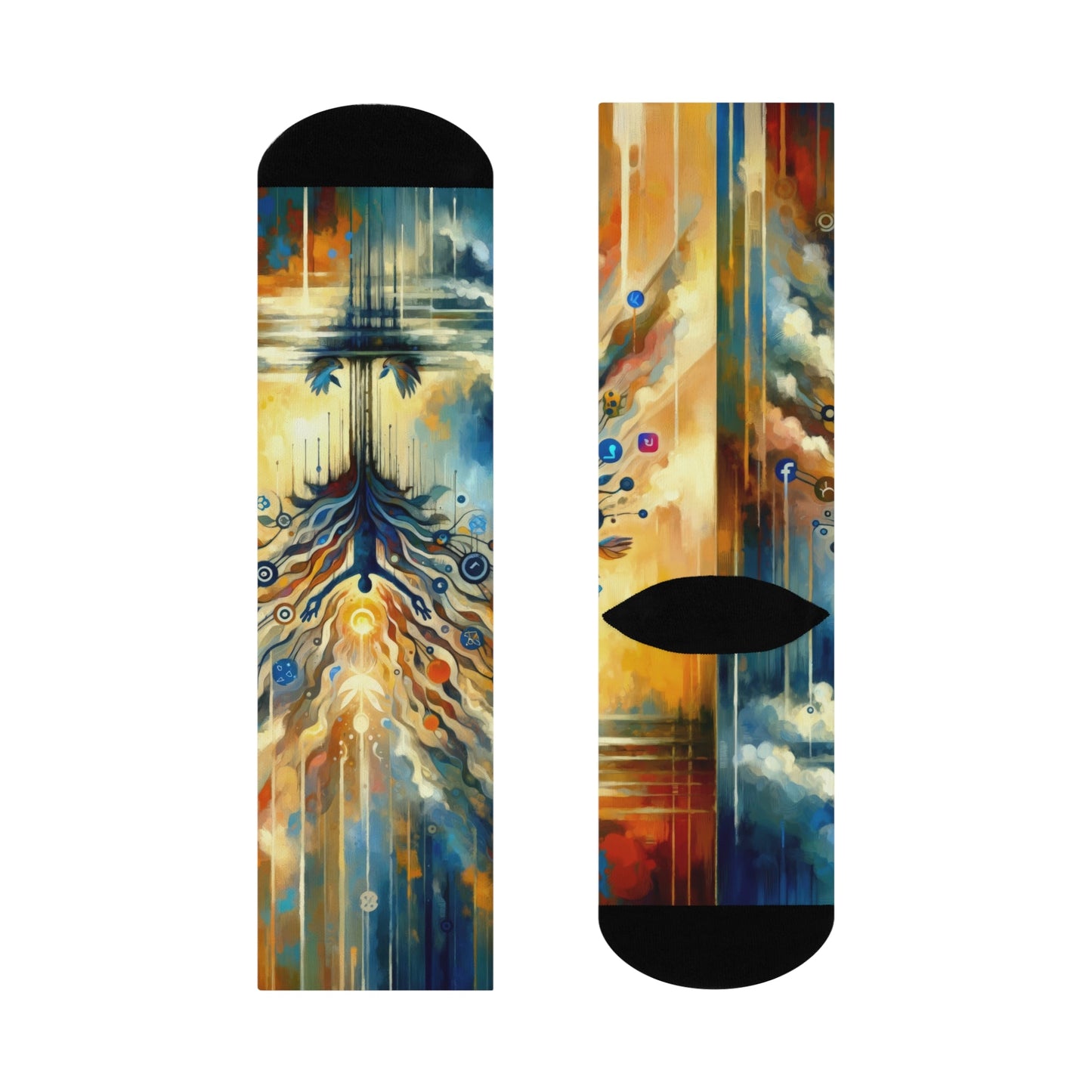 Reflective Digital Meditation Cushioned Crew Socks - ATUH.ART