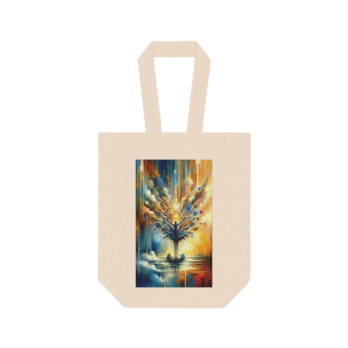 Reflective Digital Meditation Double Wine Tote Bag - ATUH.ART