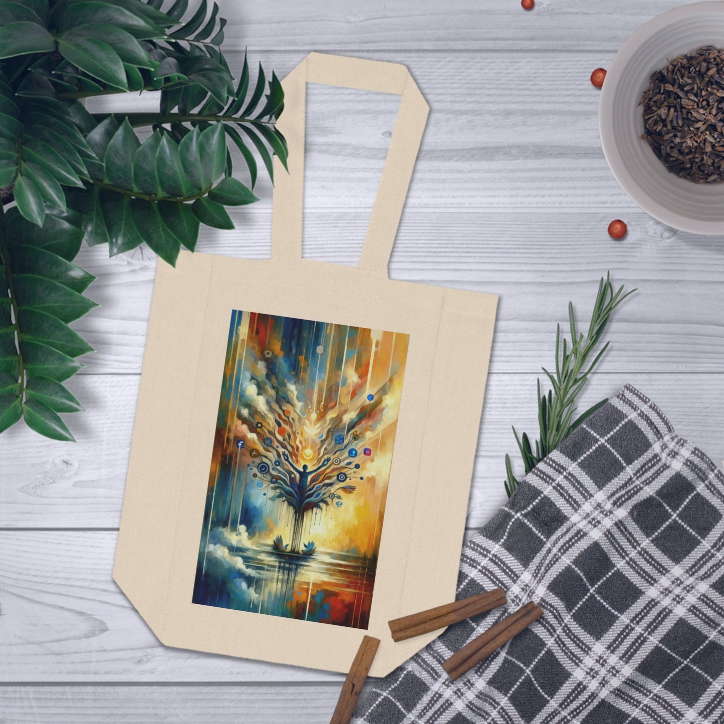 Reflective Digital Meditation Double Wine Tote Bag - ATUH.ART