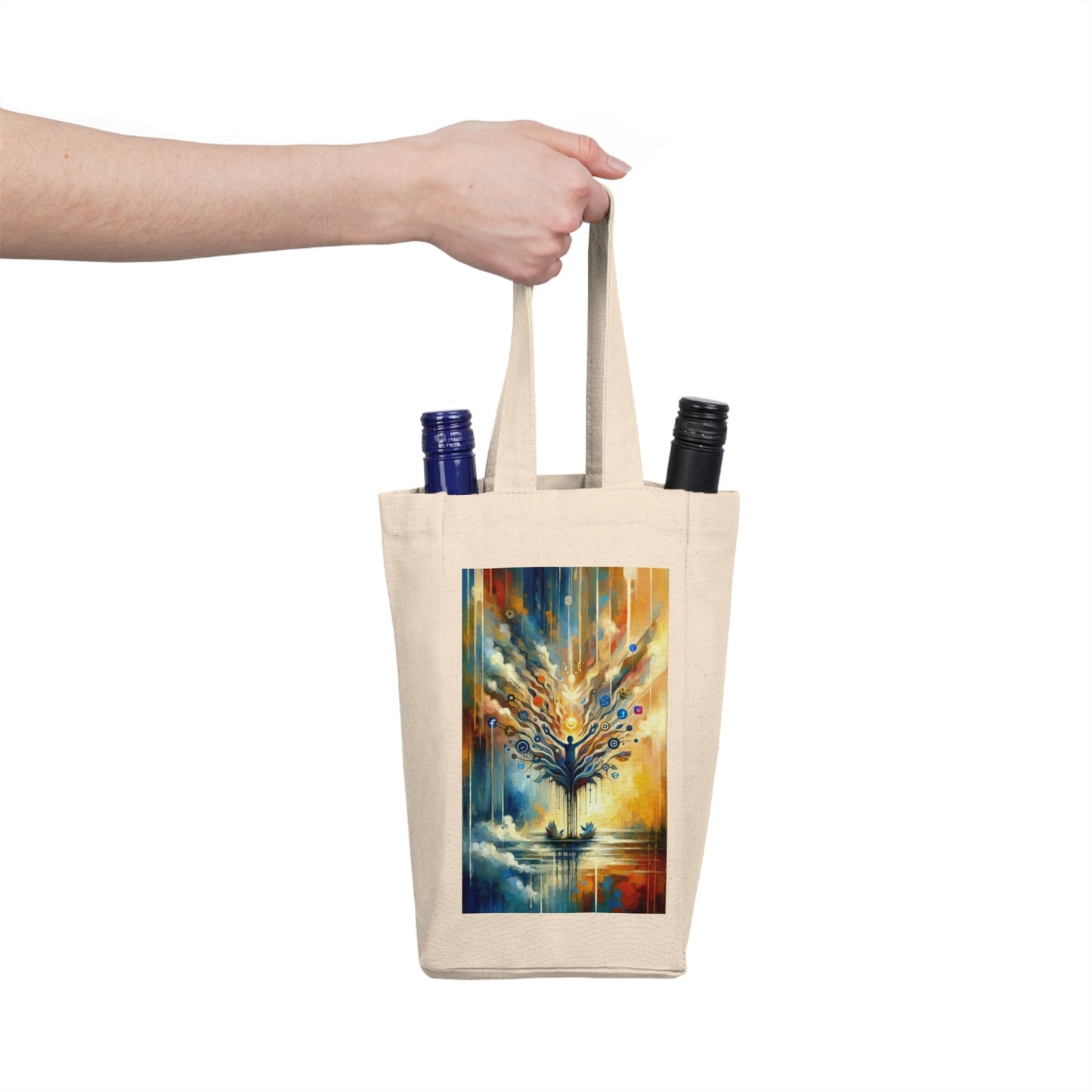 Reflective Digital Meditation Double Wine Tote Bag - ATUH.ART