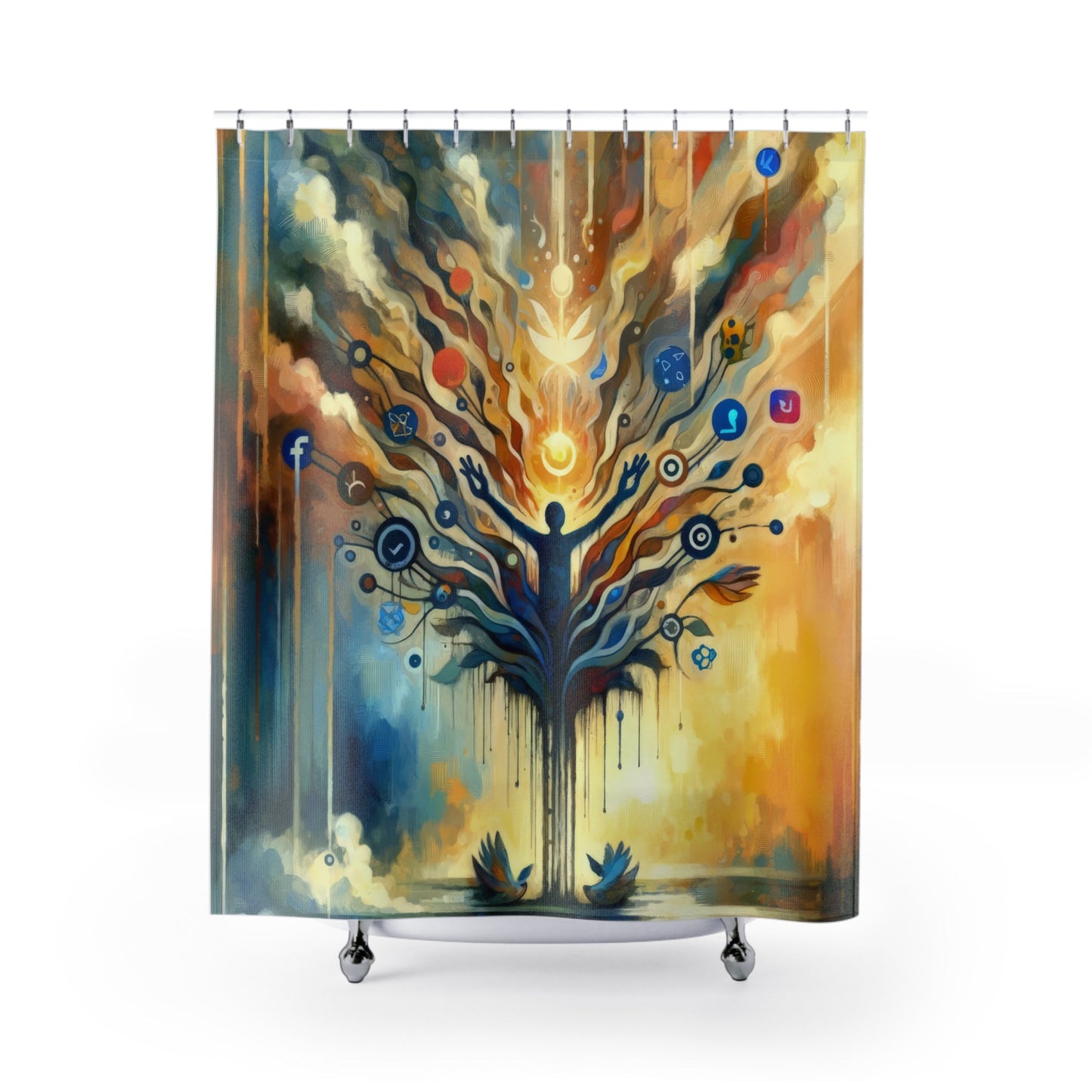 Reflective Digital Meditation Shower Curtains - ATUH.ART