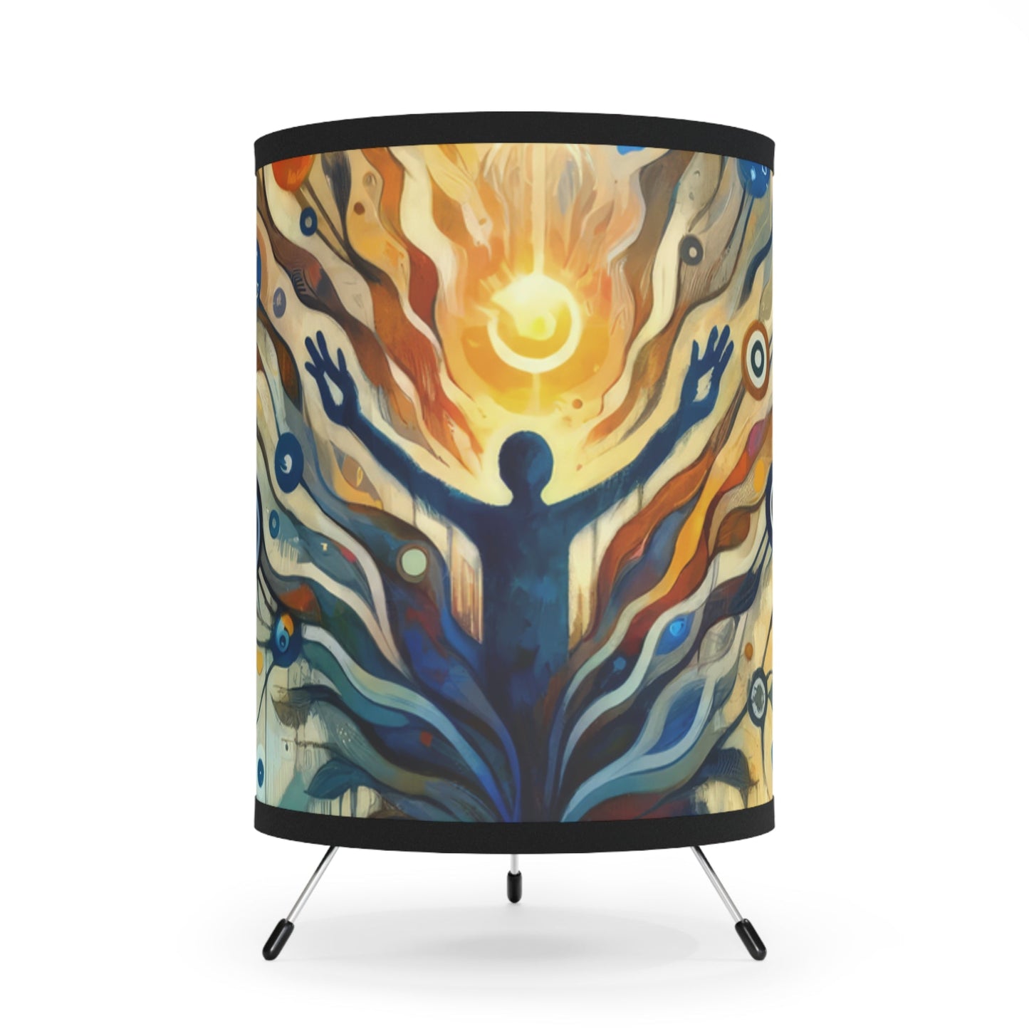 Reflective Digital Meditation Tripod Lamp with High-Res Printed Shade, US\CA plug - ATUH.ART