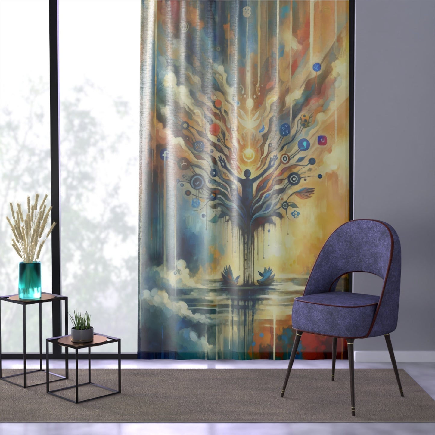 Reflective Digital Meditation Window Curtain - ATUH.ART