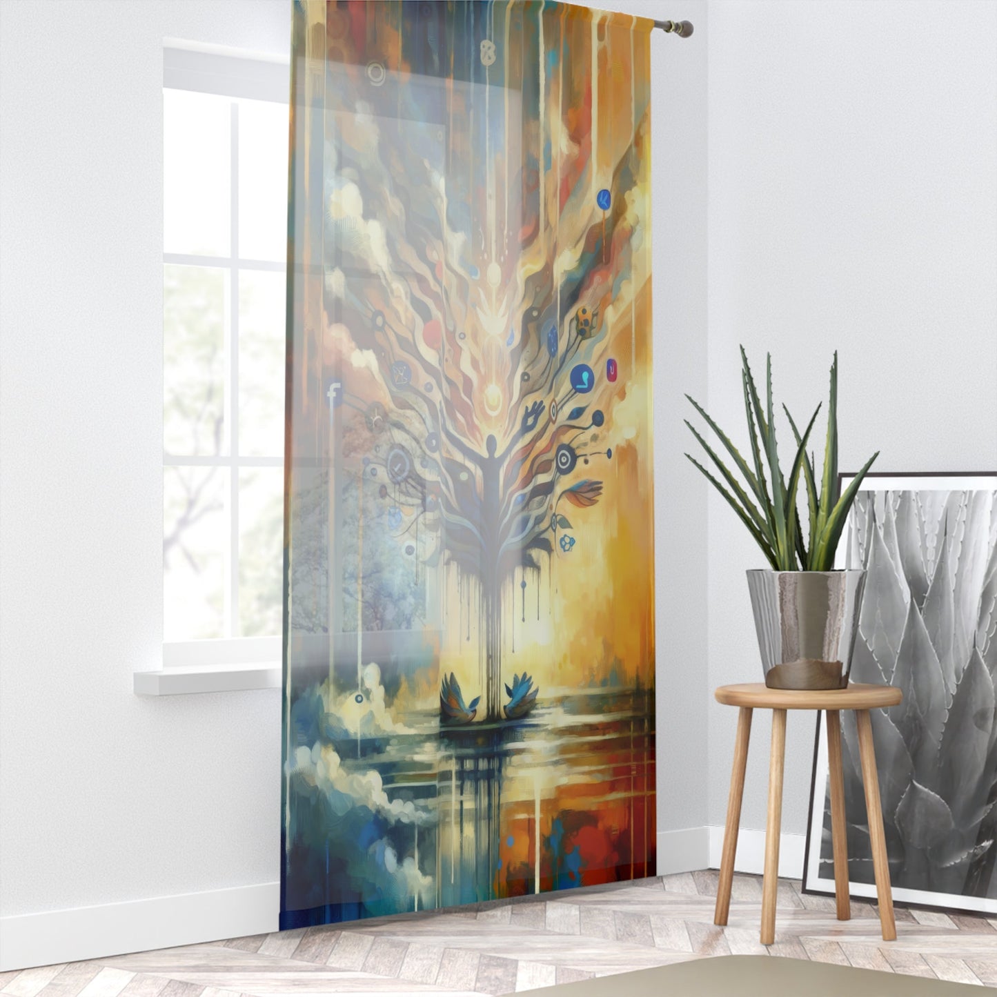 Reflective Digital Meditation Window Curtain - ATUH.ART