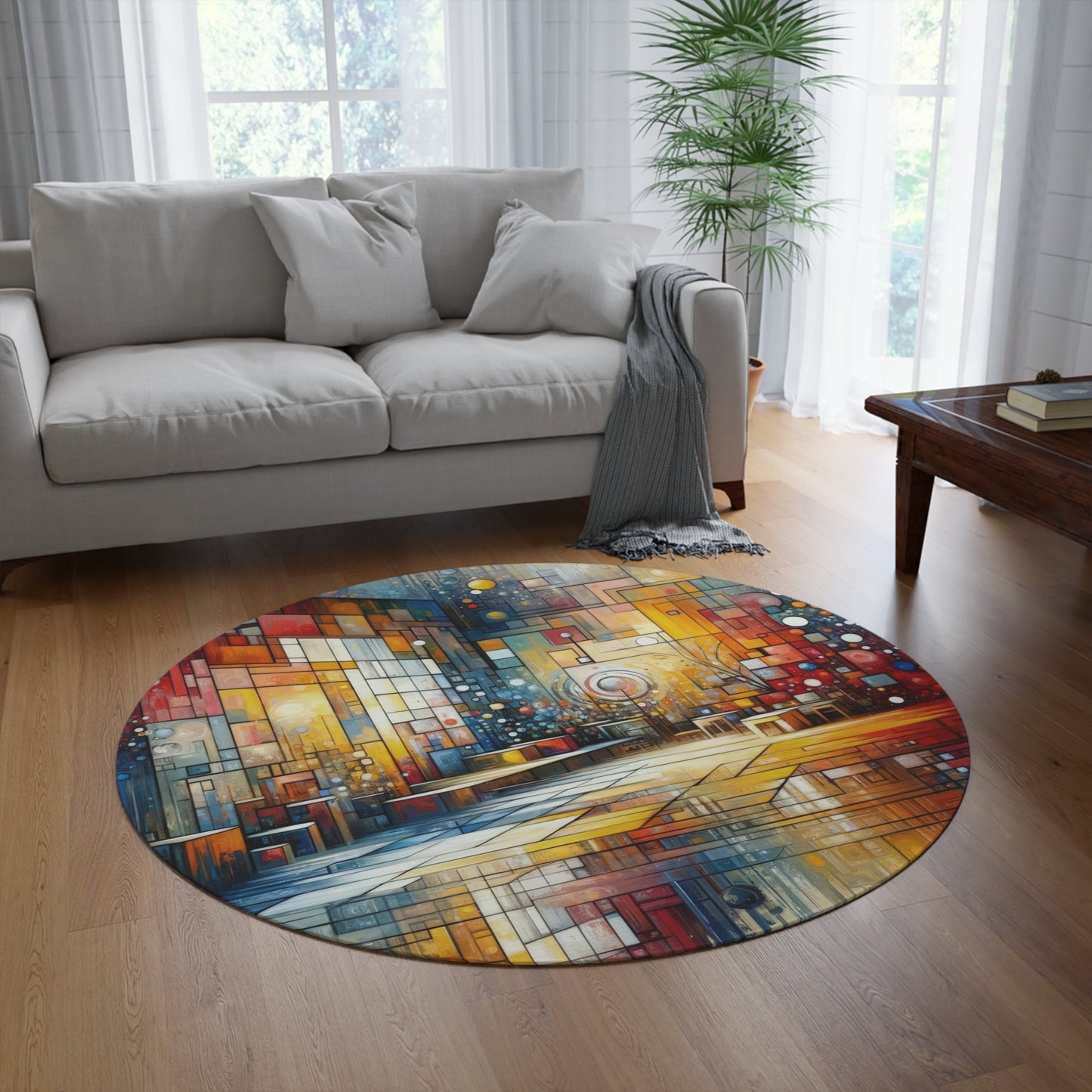 Reflective Habitation Art Round Rug - ATUH.ART