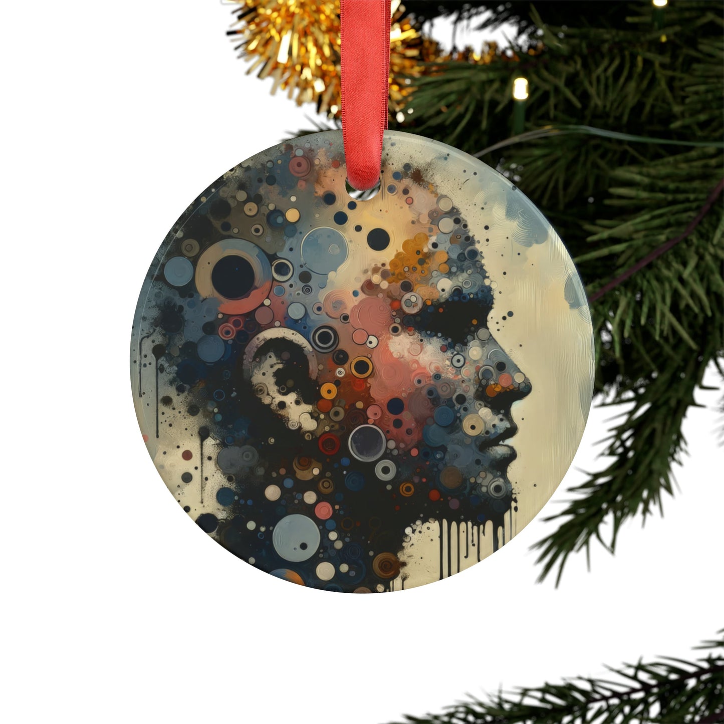 Reflective Tachism Contemplation Acrylic Ornament with Ribbon - ATUH.ART