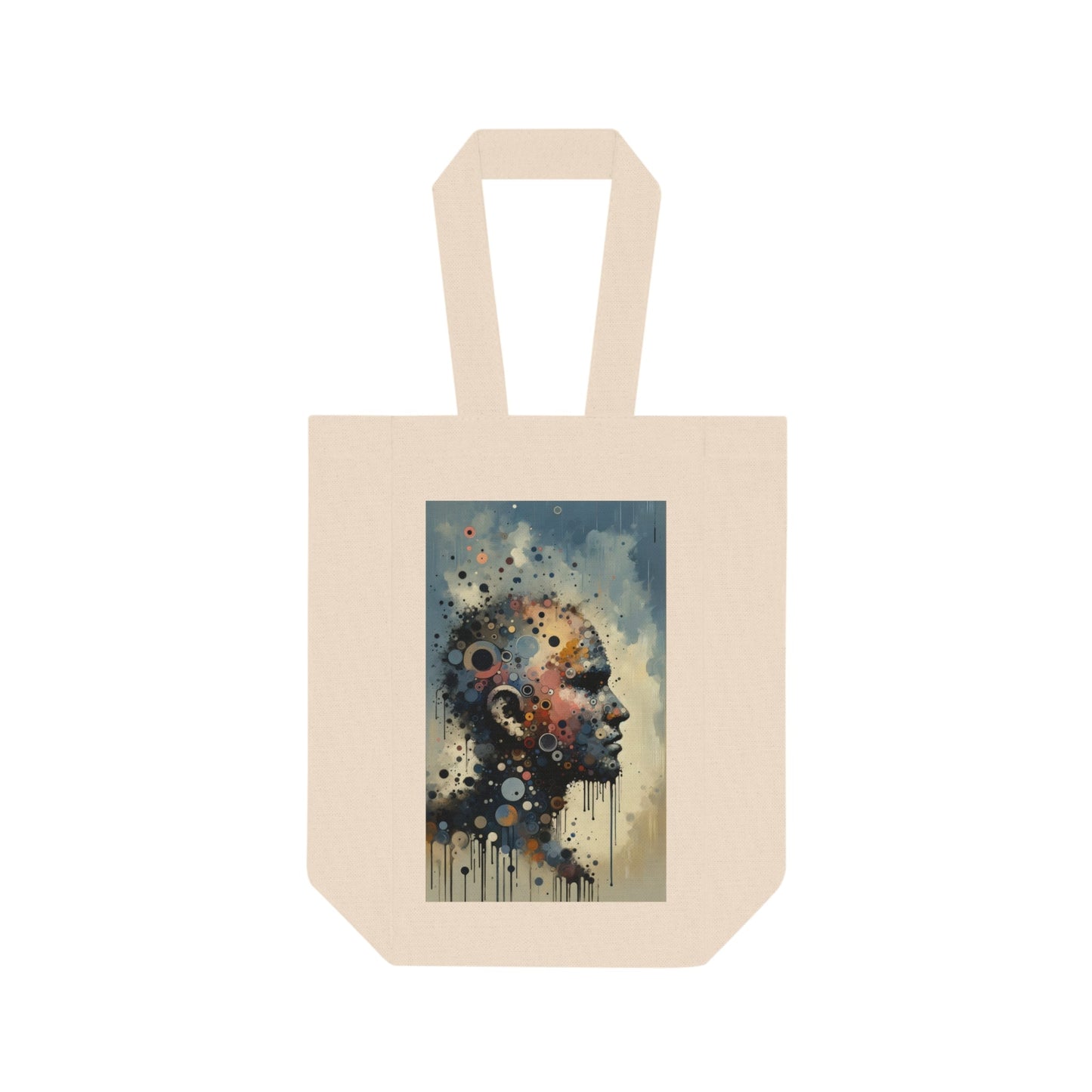 Reflective Tachism Contemplation Double Wine Tote Bag - ATUH.ART