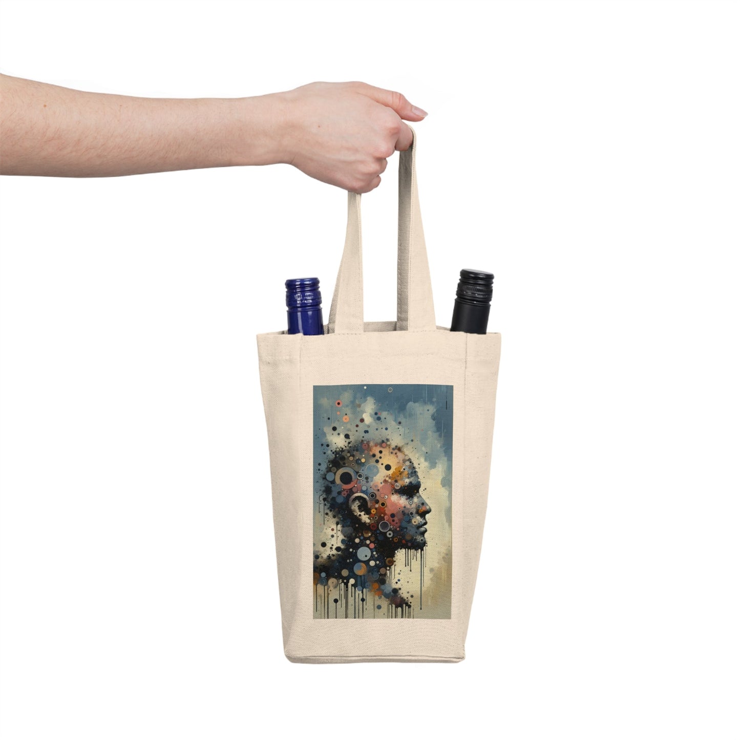 Reflective Tachism Contemplation Double Wine Tote Bag - ATUH.ART