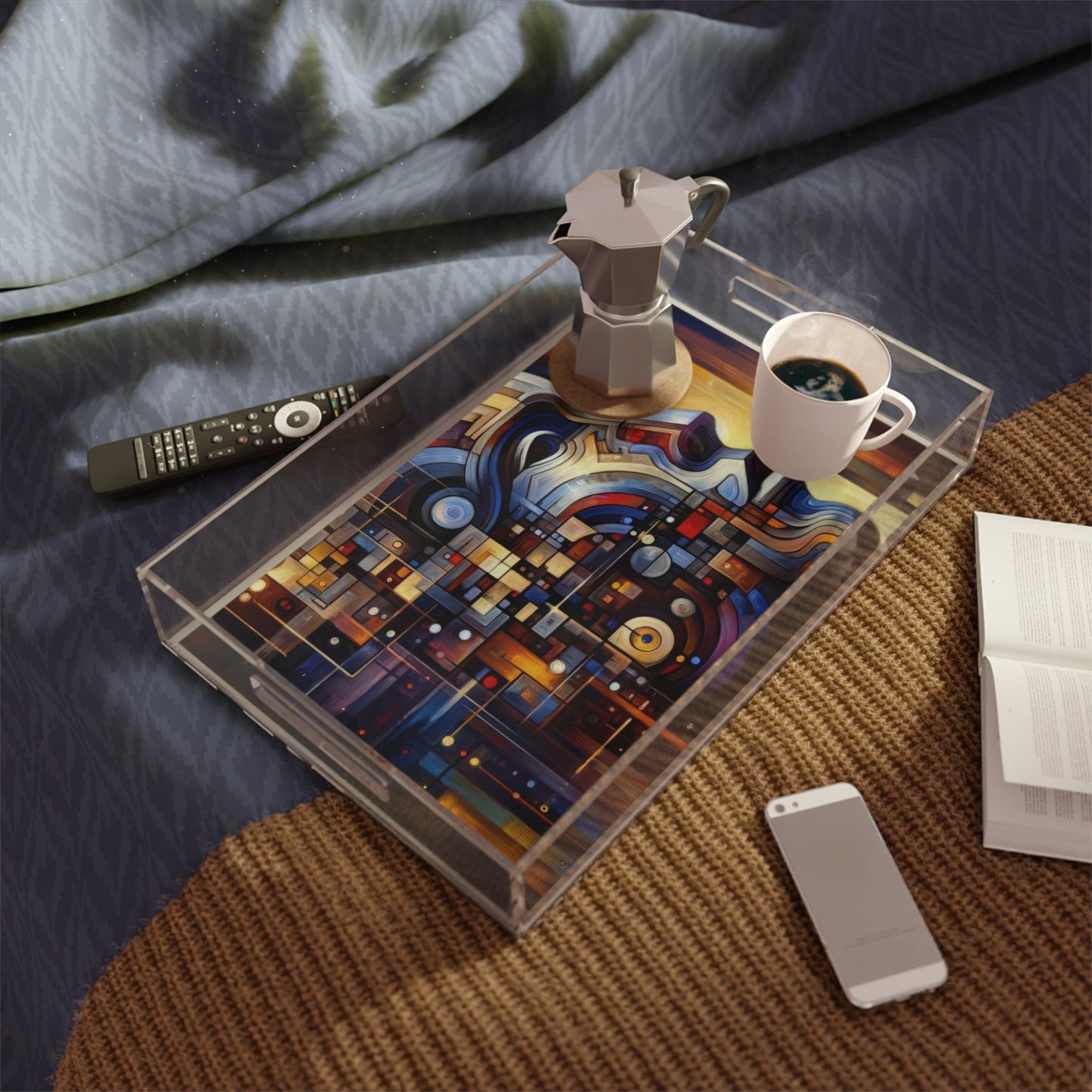 Reflective Tachism Shield Acrylic Serving Tray - ATUH.ART