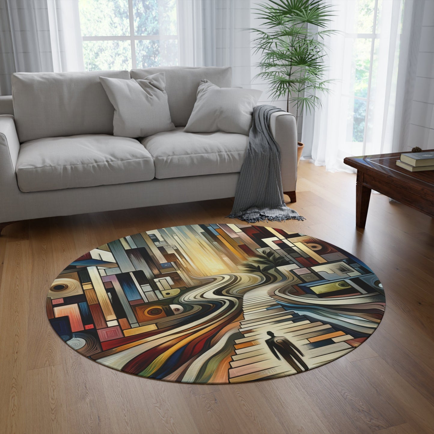 Relatable Journey Abstraction Round Rug - ATUH.ART