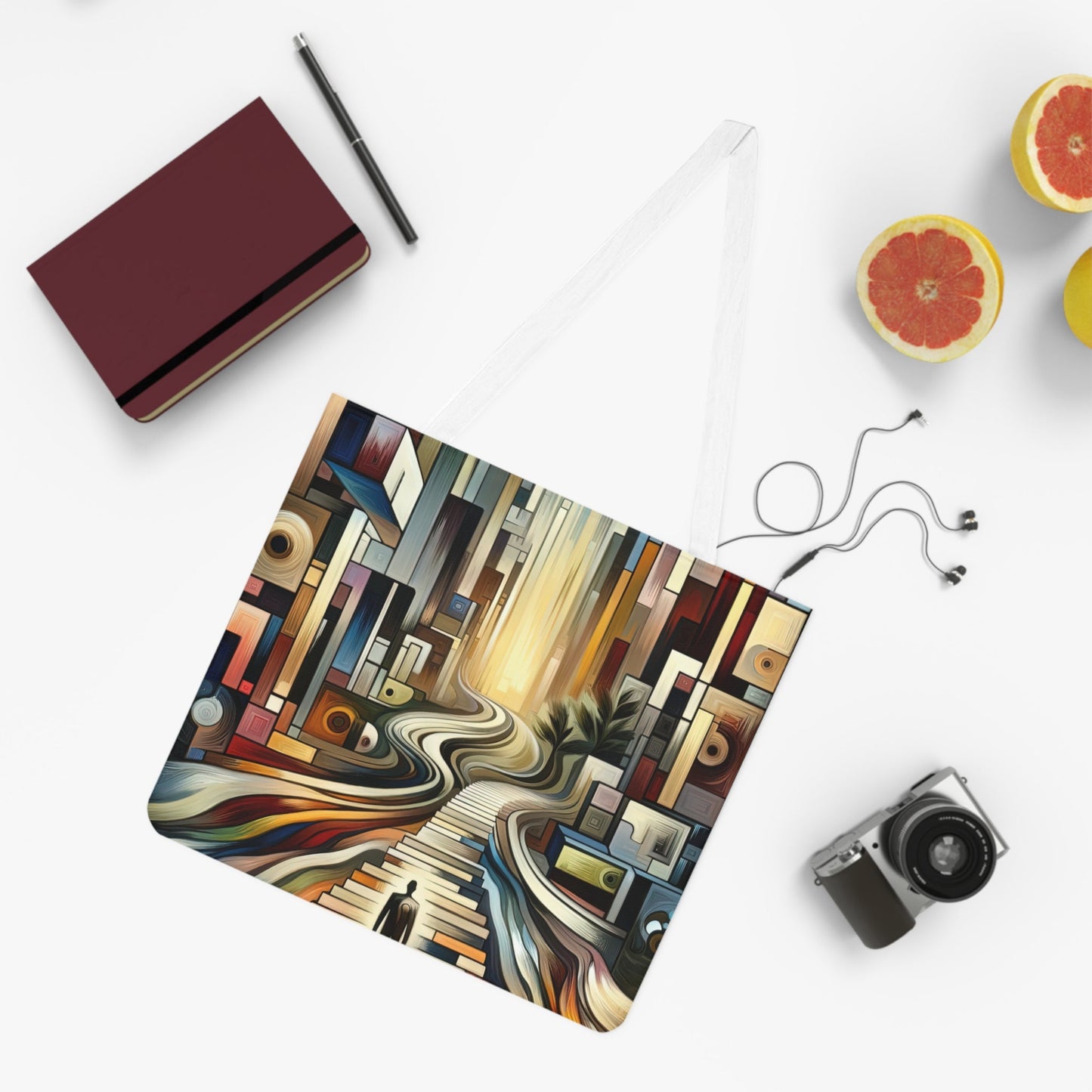 Relatable Journey Abstraction Shoulder Tote Bag (AOP) - ATUH.ART