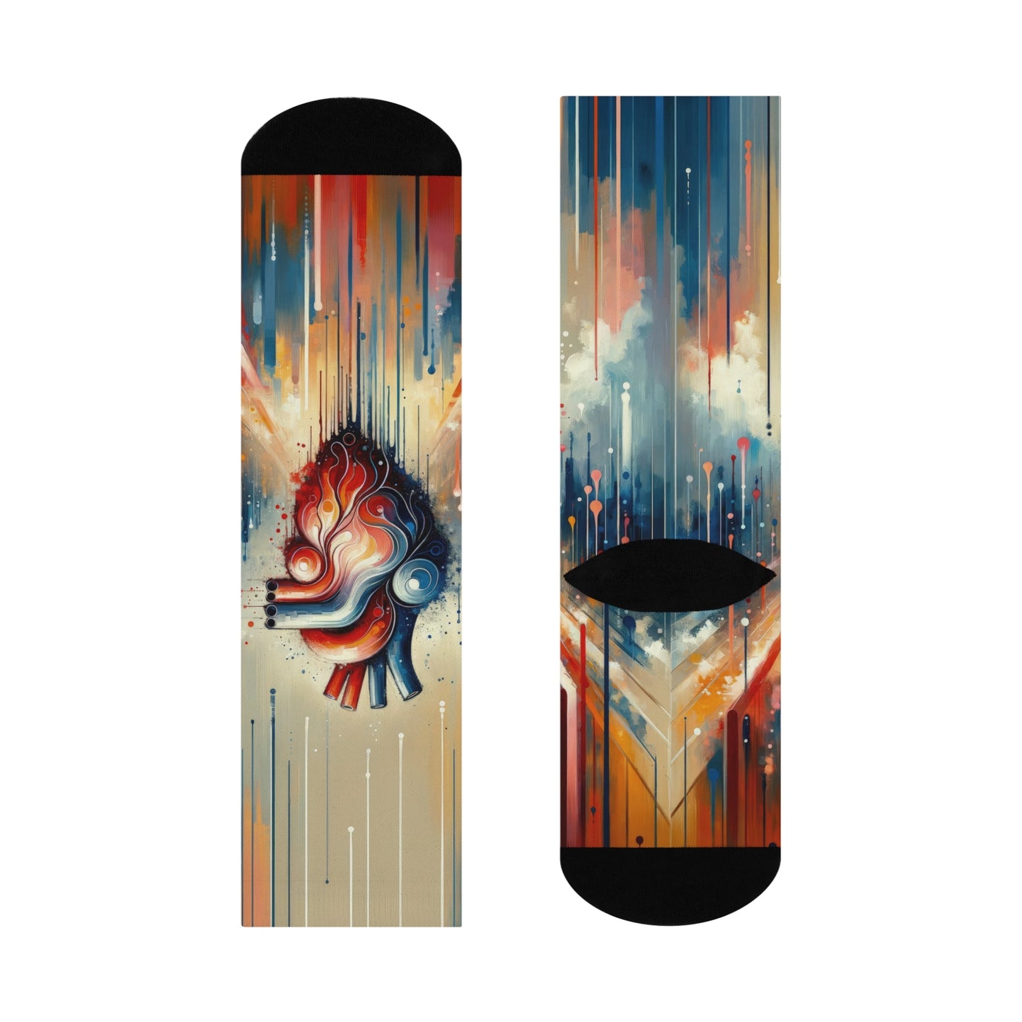 Rhythmic Heart Harmony Cushioned Crew Socks - ATUH.ART