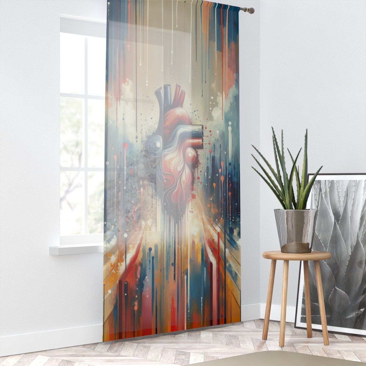 Rhythmic Heart Harmony Window Curtain - ATUH.ART