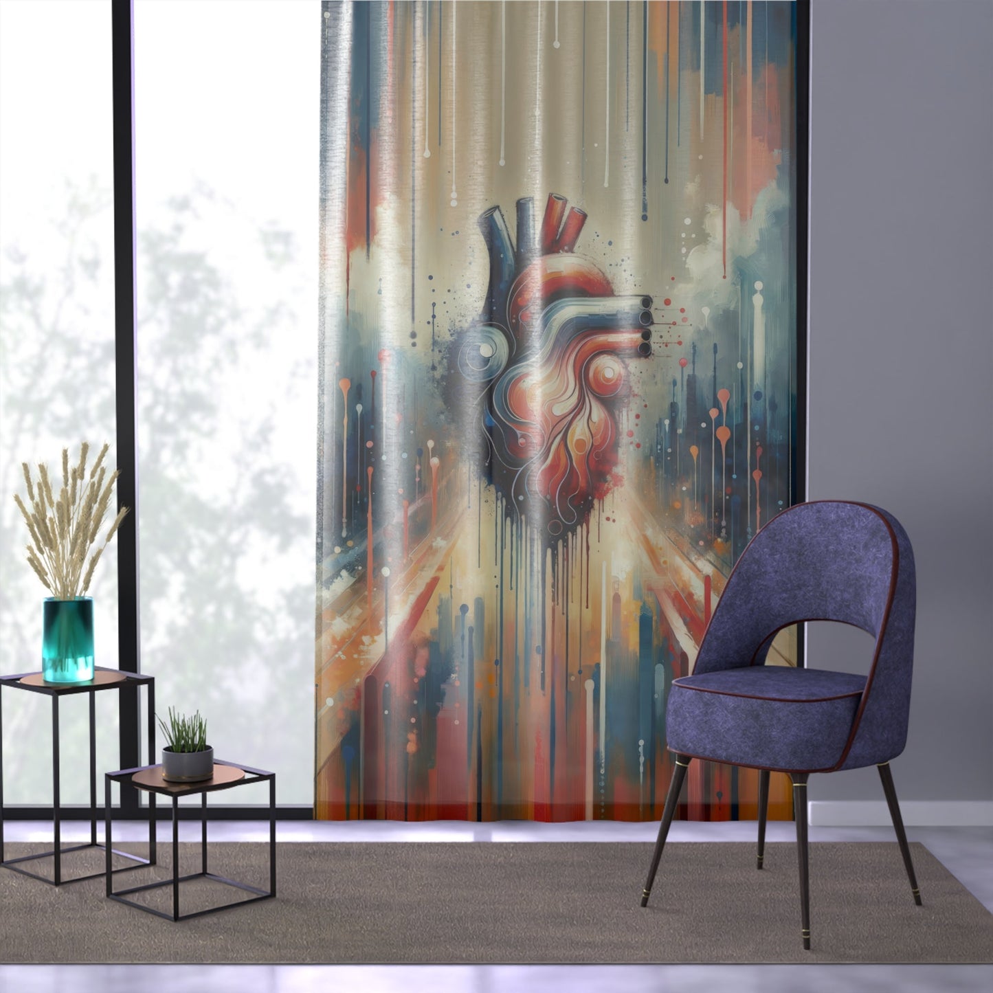 Rhythmic Heart Harmony Window Curtain - ATUH.ART