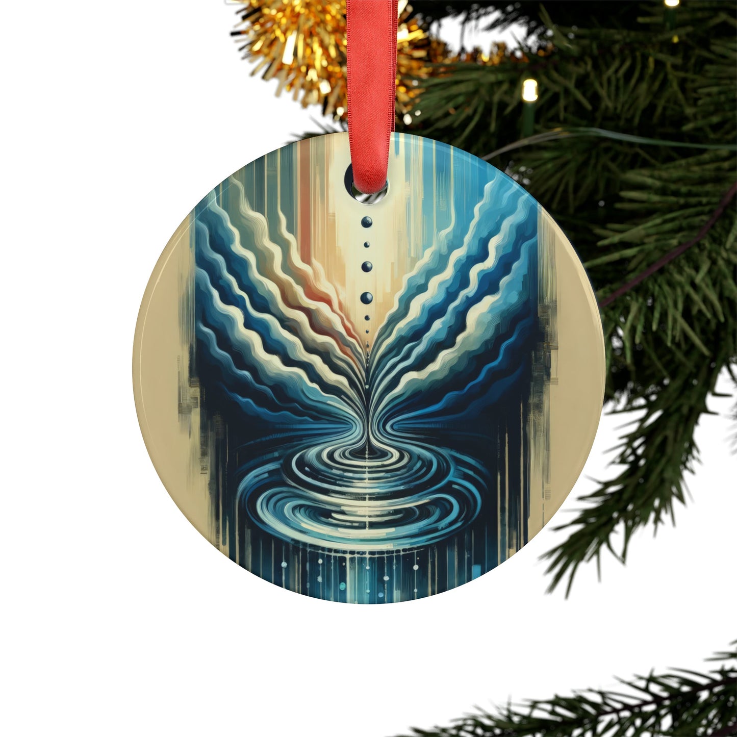 Ripple Effect Abstract Acrylic Ornament with Ribbon - ATUH.ART