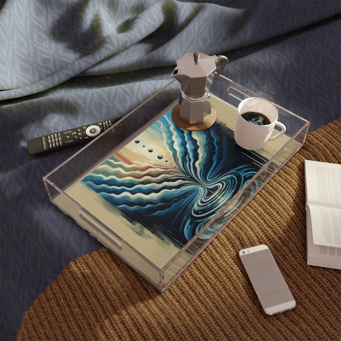 Ripple Effect Abstract Acrylic Serving Tray - ATUH.ART