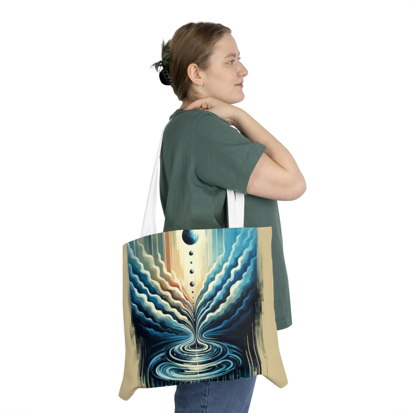 Ripple Effect Abstract Shoulder Tote Bag (AOP) - ATUH.ART