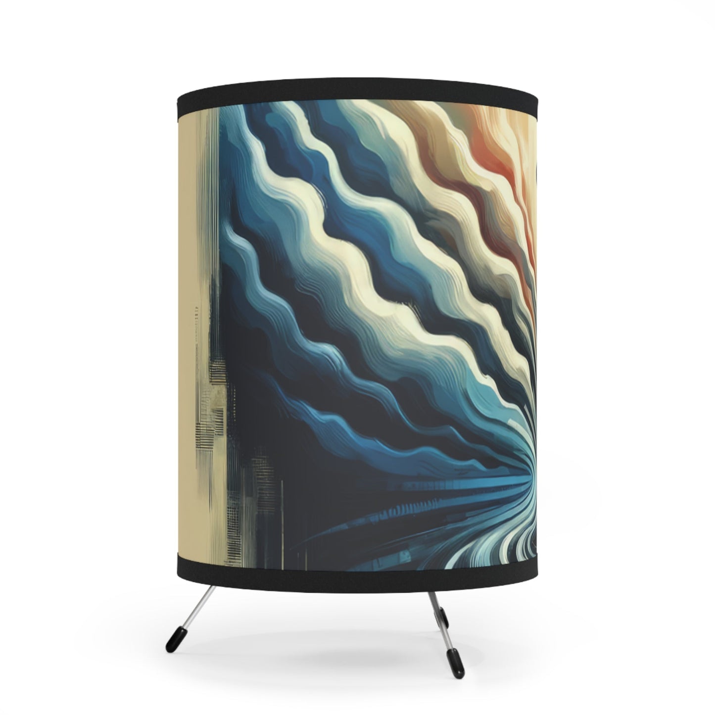 Ripple Effect Abstract Tripod Lamp with High-Res Printed Shade, US\CA plug - ATUH.ART