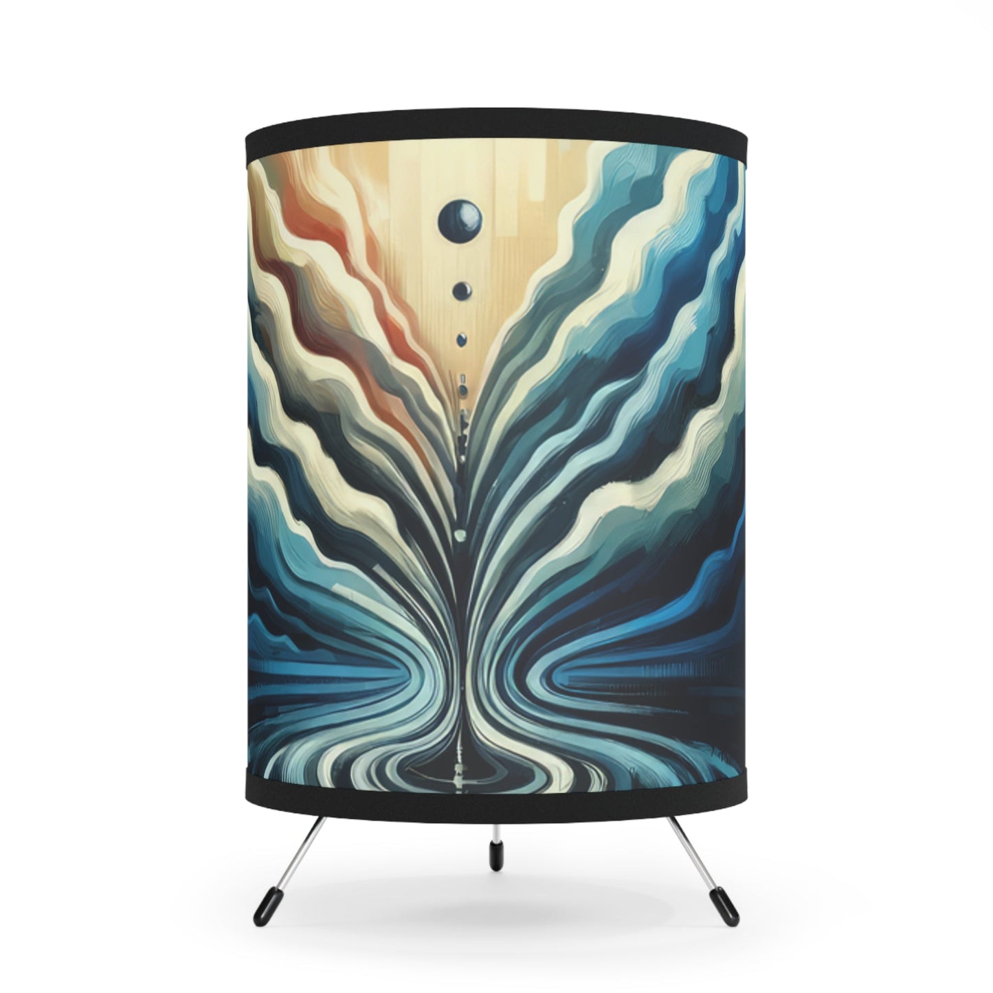 Ripple Effect Abstract Tripod Lamp with High-Res Printed Shade, US\CA plug - ATUH.ART