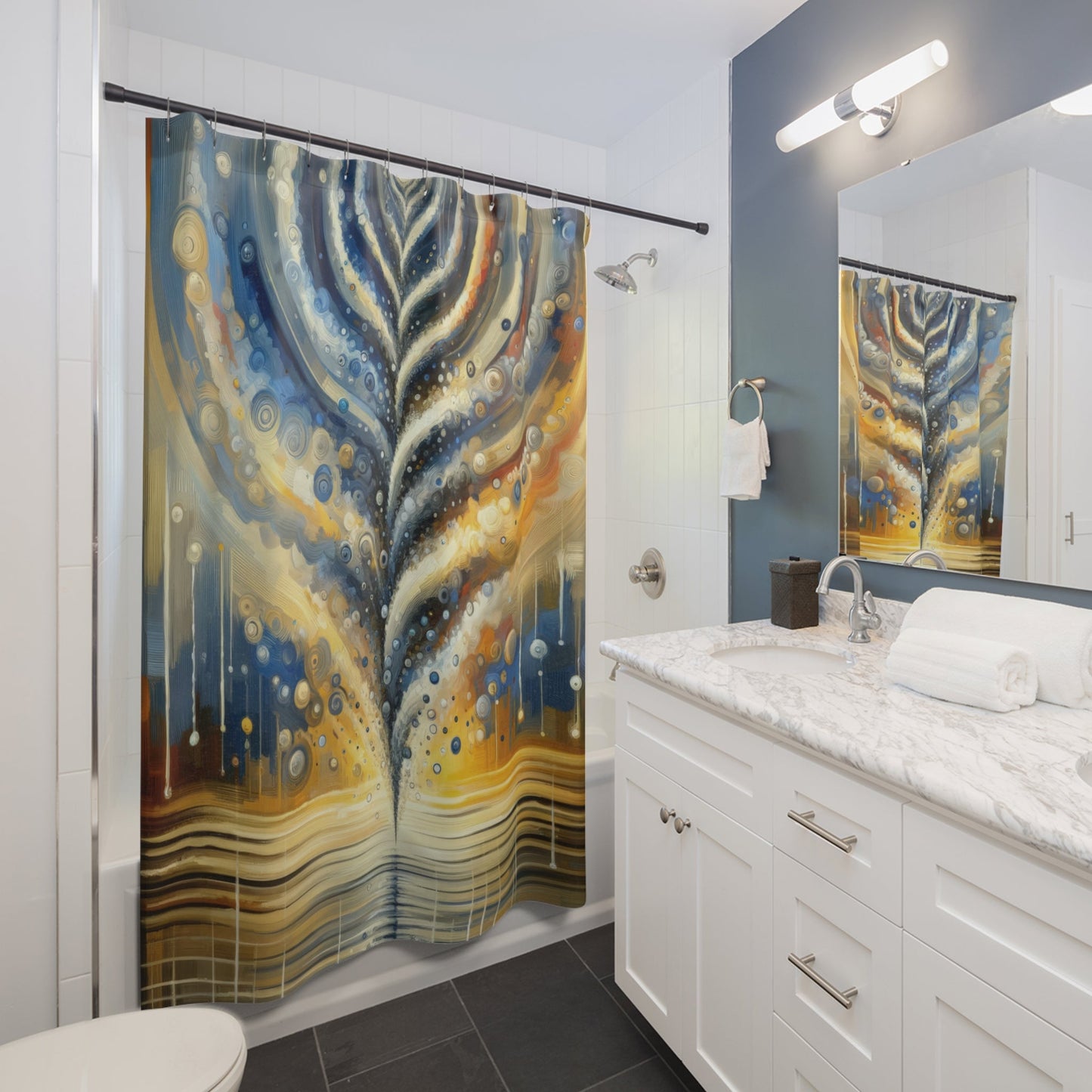 Ripple Effect Abstraction Shower Curtains - ATUH.ART