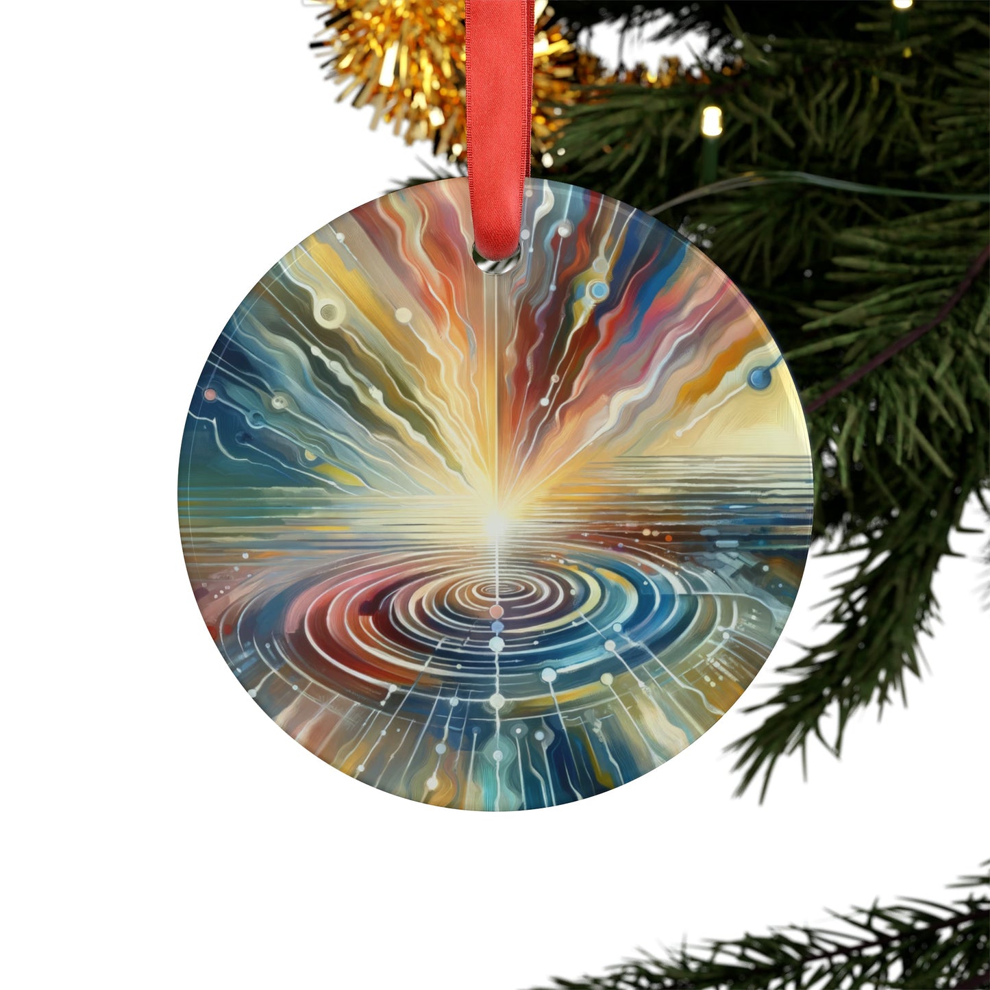 Rippling Community Dynamics Acrylic Ornament with Ribbon - ATUH.ART