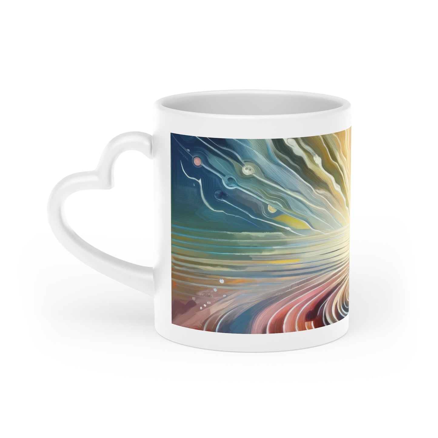 Rippling Community Dynamics Heart-Shaped Mug - ATUH.ART