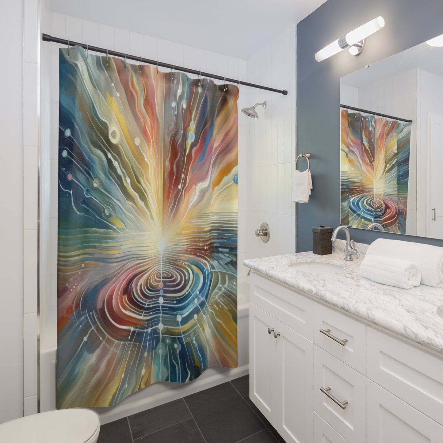 Rippling Community Dynamics Shower Curtains - ATUH.ART
