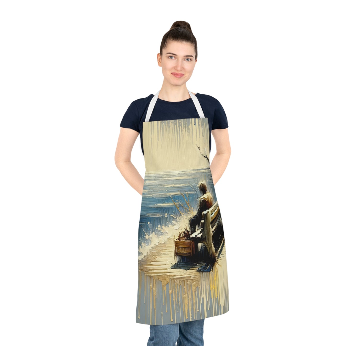 Seaside Solitude Tachism Adult Apron (AOP) - ATUH.ART