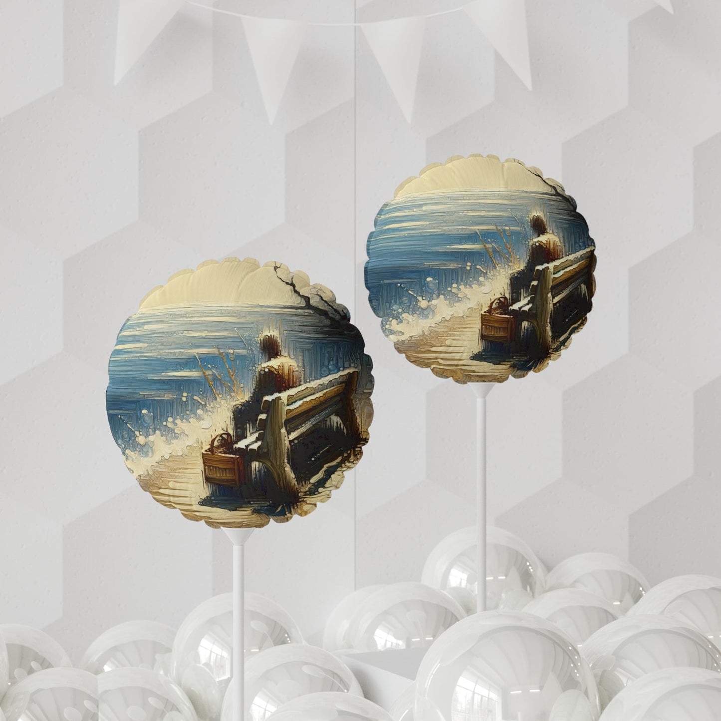 Seaside Solitude Tachism Balloon (Round and Heart-shaped), 11" - ATUH.ART