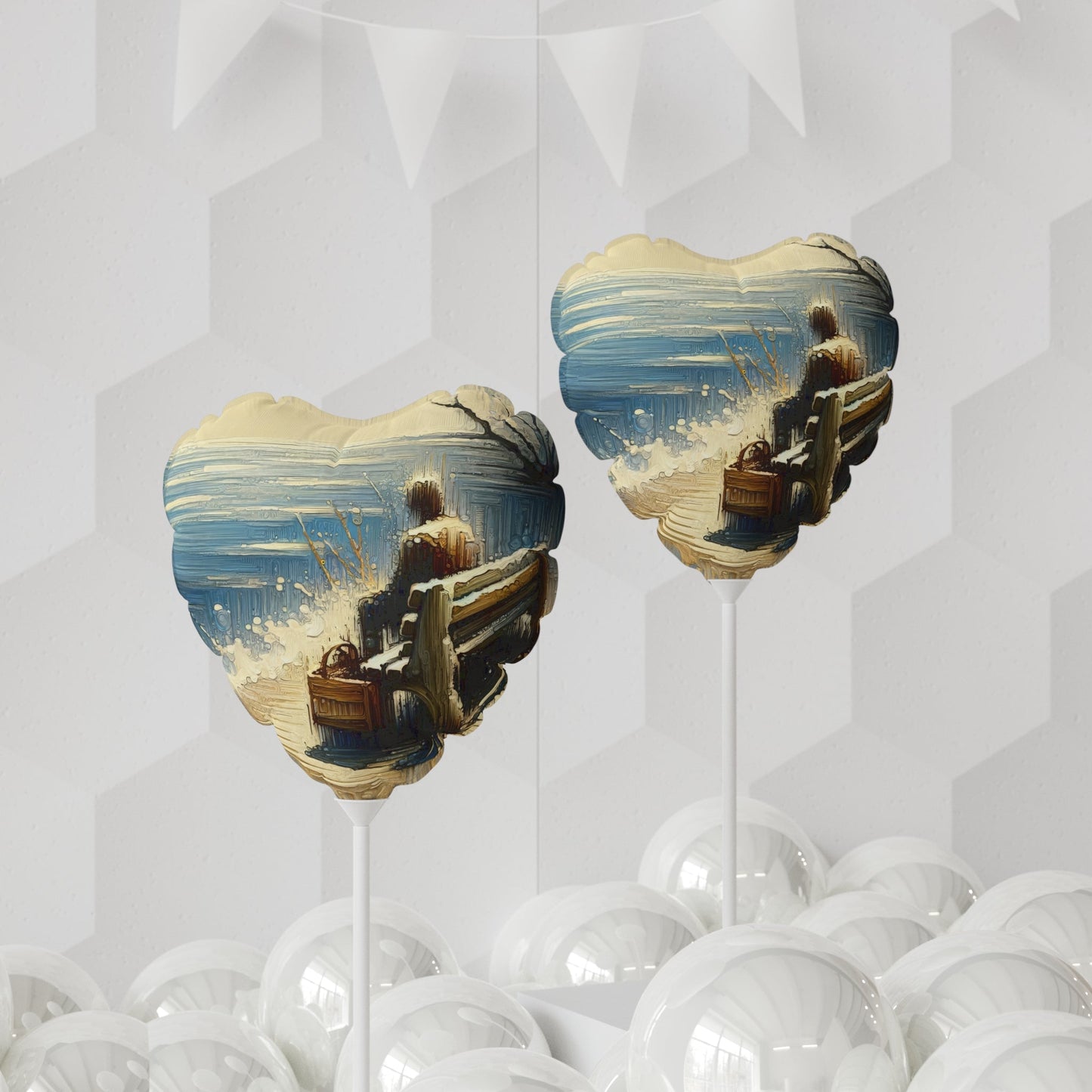 Seaside Solitude Tachism Balloon (Round and Heart-shaped), 11" - ATUH.ART