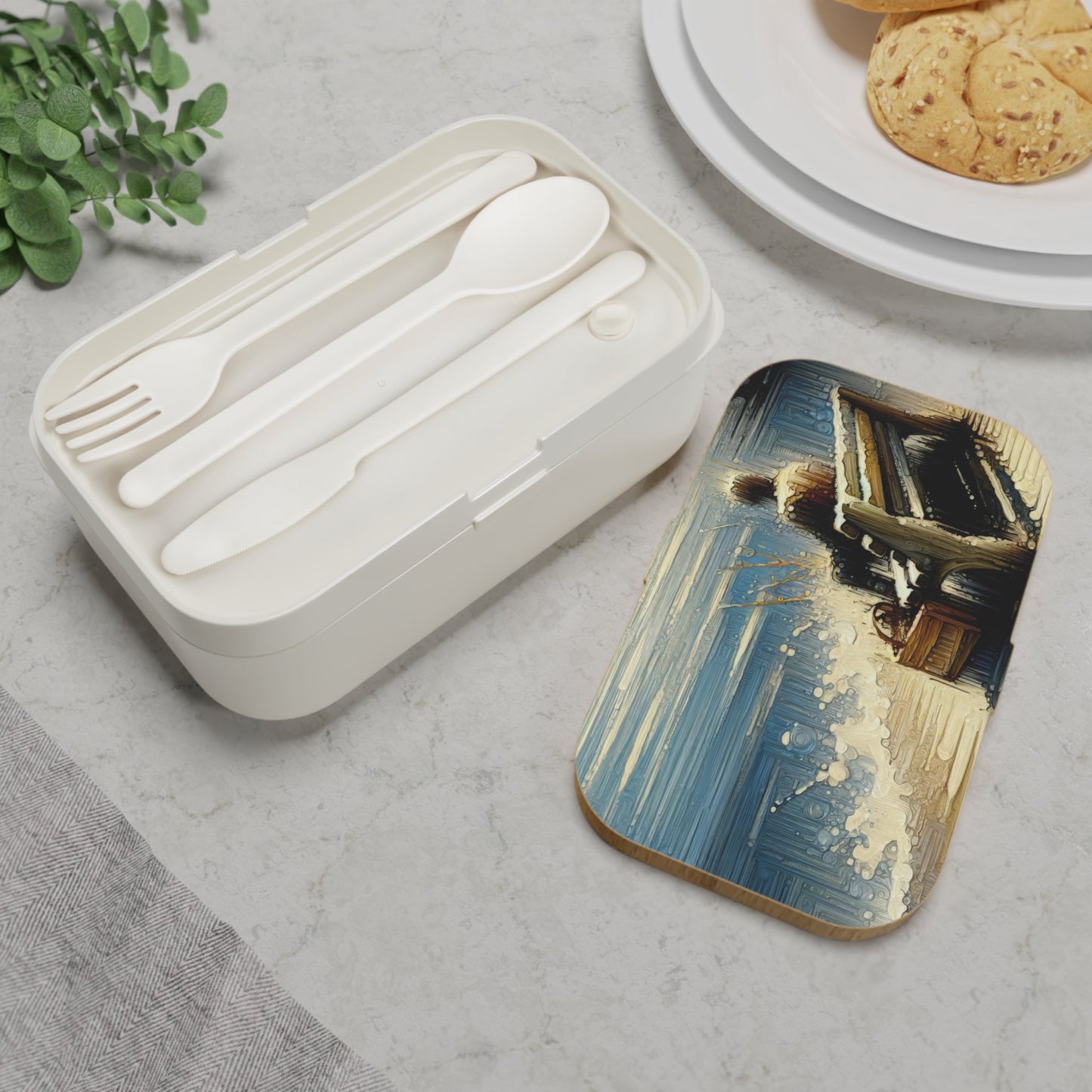 Seaside Solitude Tachism Bento Lunch Box - ATUH.ART