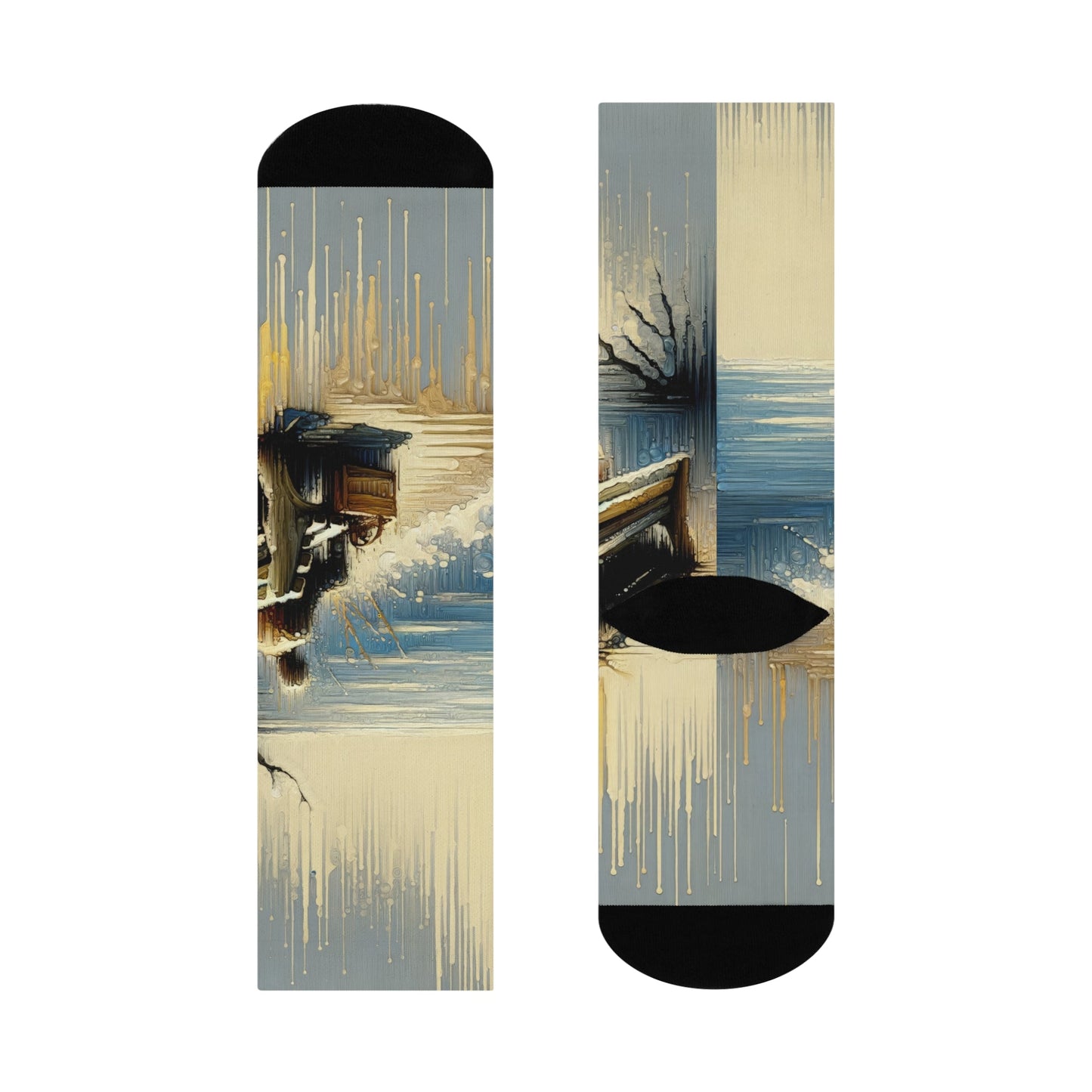 Seaside Solitude Tachism Cushioned Crew Socks - ATUH.ART