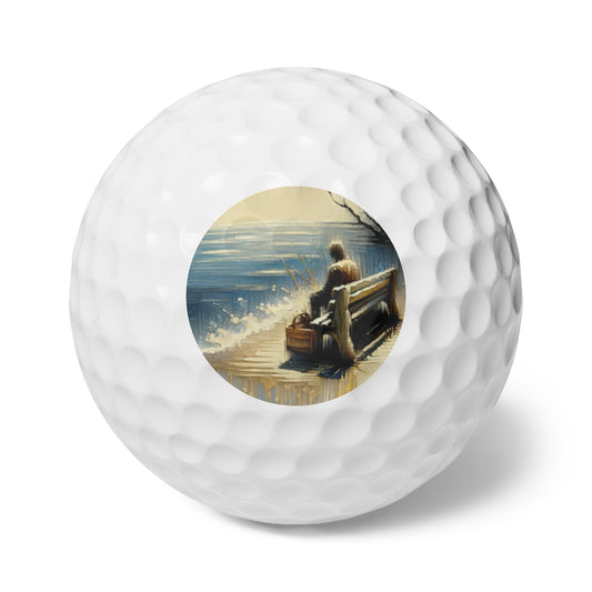 Seaside Solitude Tachism Golf Balls, 6pcs - ATUH.ART