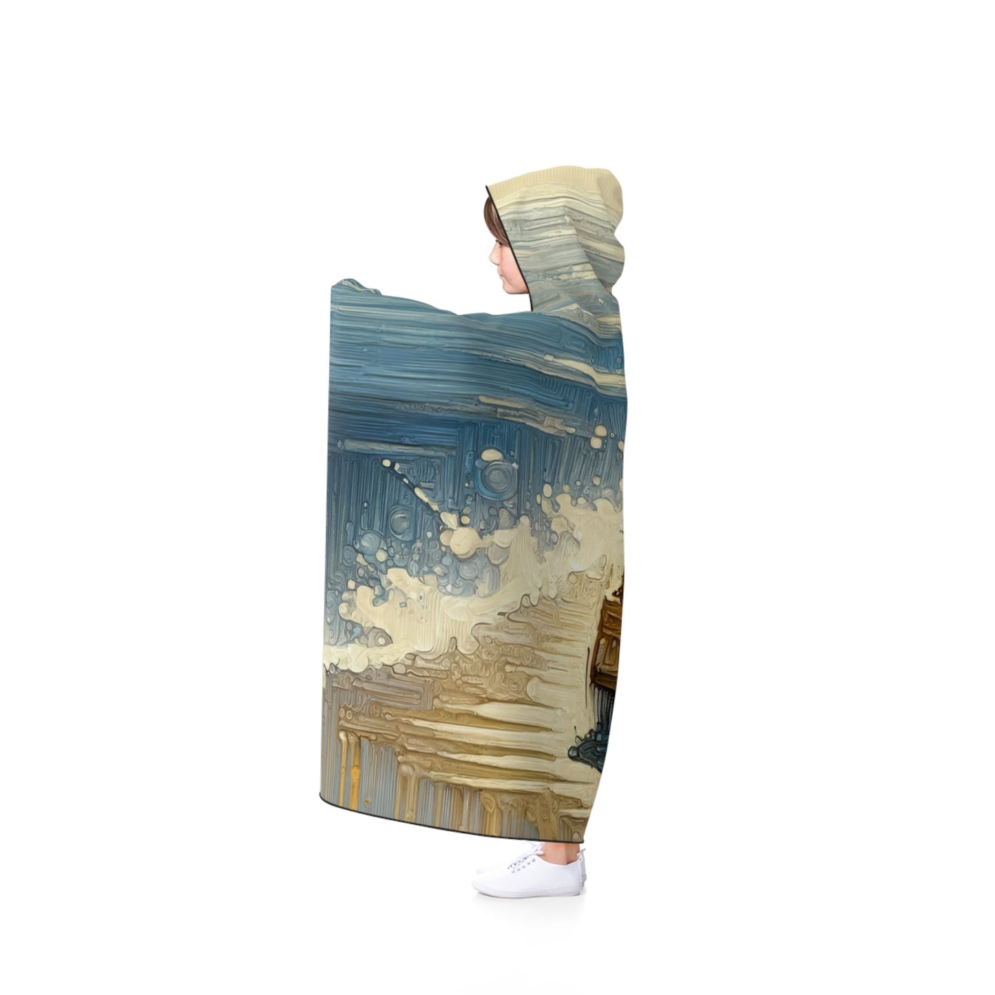 Seaside Solitude Tachism Hooded Blanket - ATUH.ART