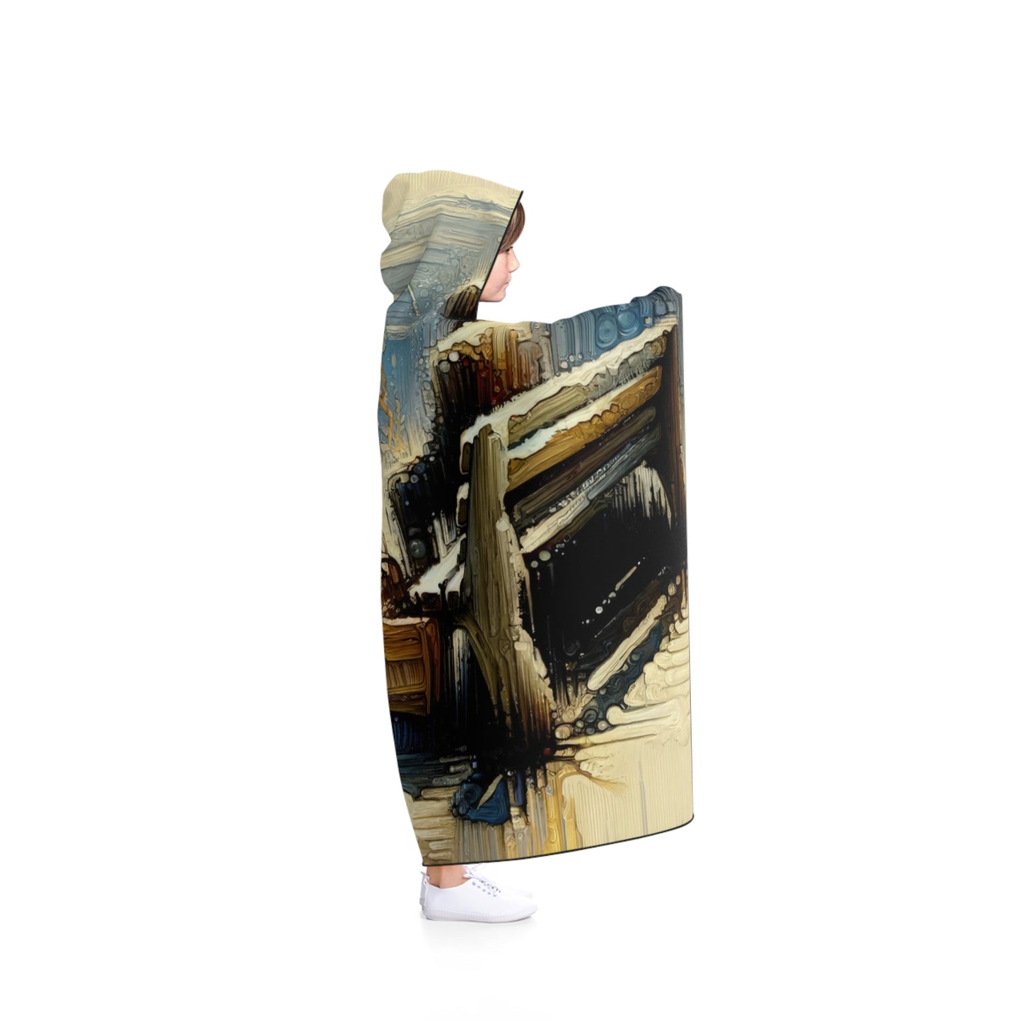 Seaside Solitude Tachism Hooded Blanket - ATUH.ART