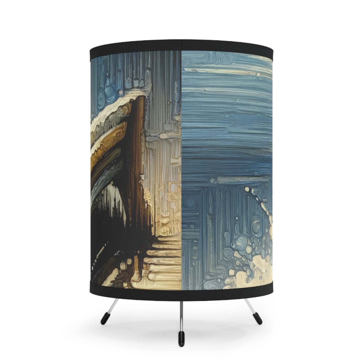 Seaside Solitude Tachism Tripod Lamp with High-Res Printed Shade, US\CA plug - ATUH.ART