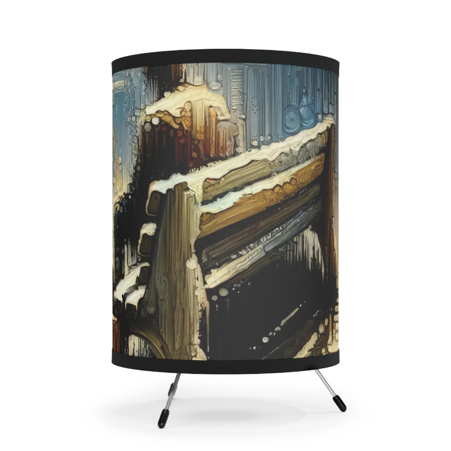 Seaside Solitude Tachism Tripod Lamp with High-Res Printed Shade, US\CA plug - ATUH.ART