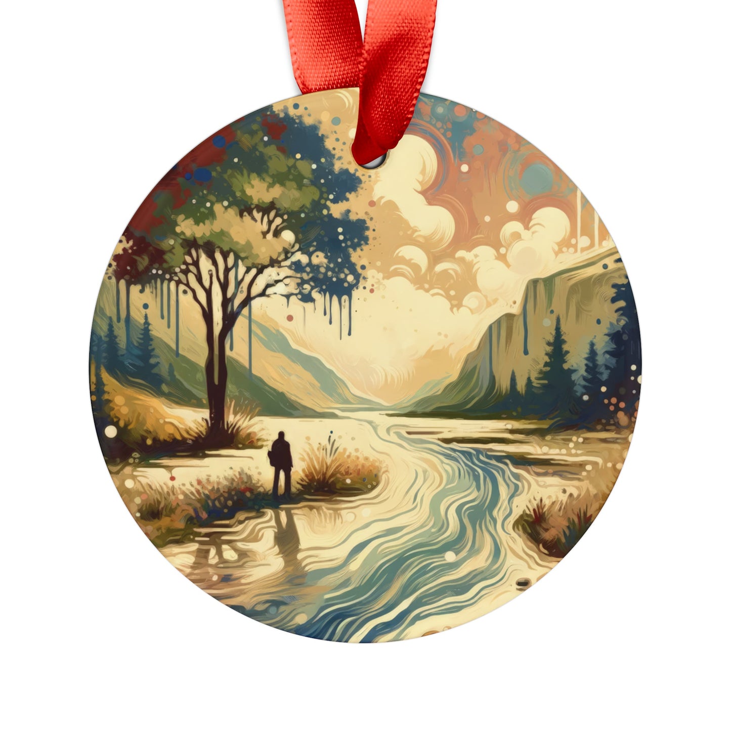 Serene Stream Sojourn Acrylic Ornament with Ribbon - ATUH.ART