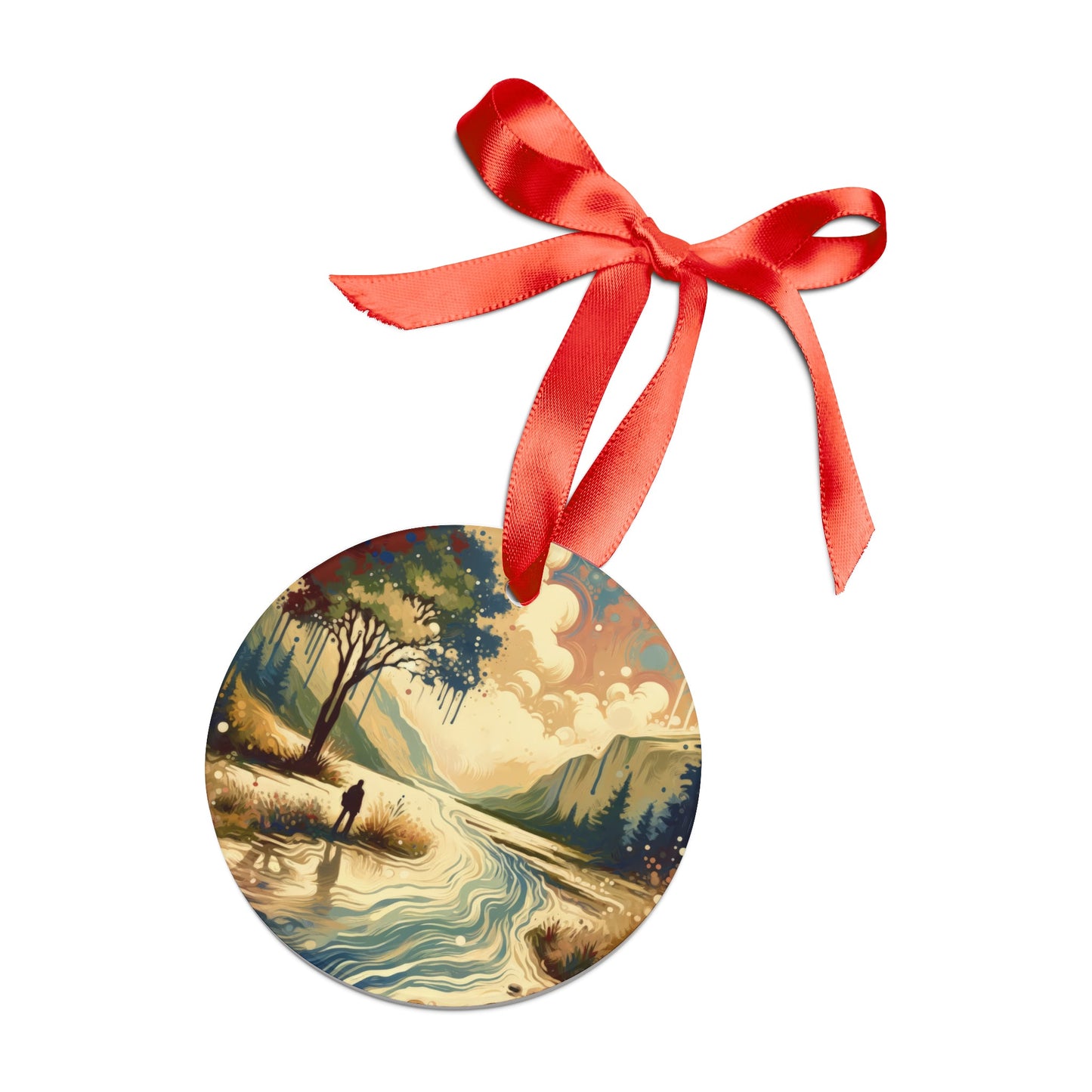 Serene Stream Sojourn Acrylic Ornament with Ribbon - ATUH.ART