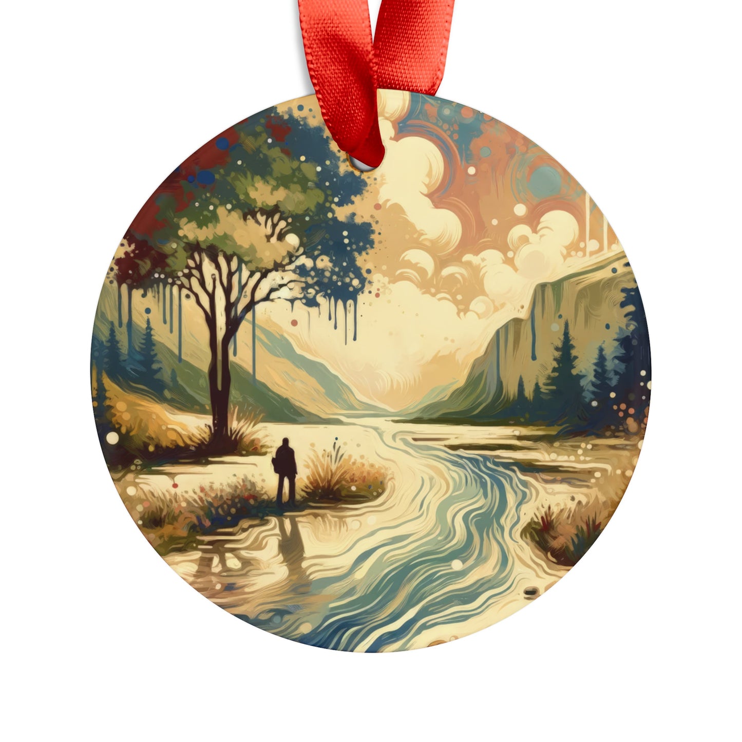 Serene Stream Sojourn Acrylic Ornament with Ribbon - ATUH.ART