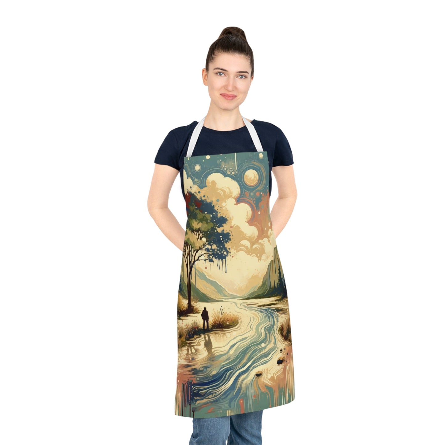 Serene Stream Sojourn Adult Apron (AOP) - ATUH.ART