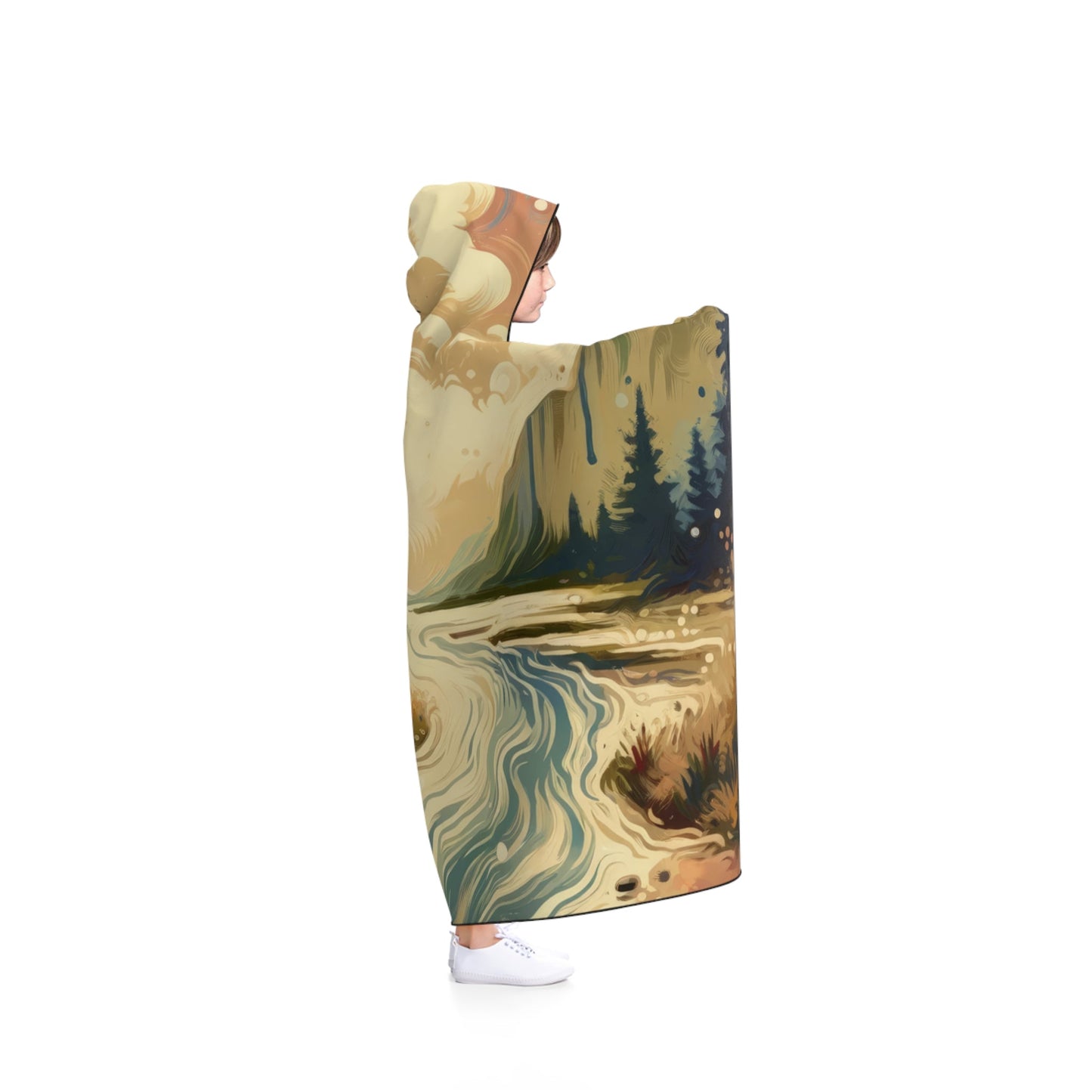 Serene Stream Sojourn Hooded Blanket - ATUH.ART