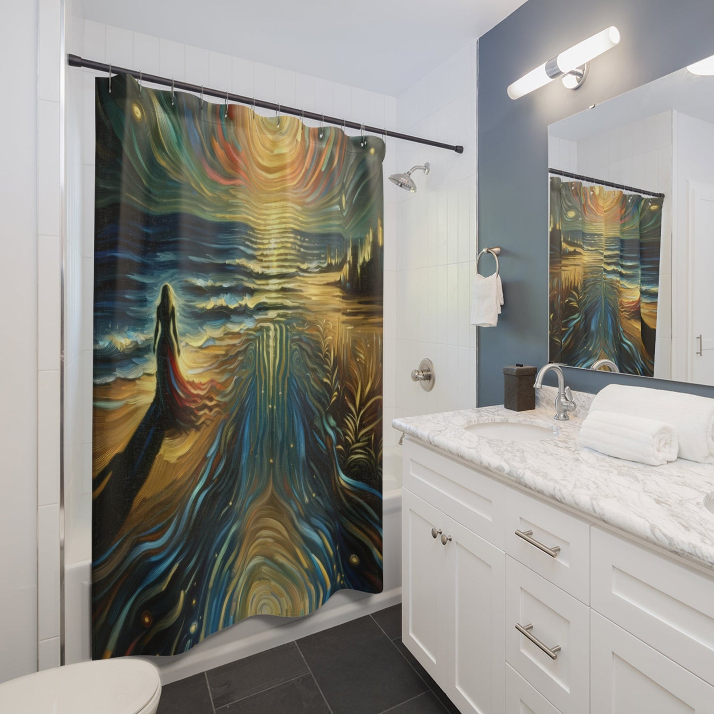 Solitary Evening Departure Shower Curtains - ATUH.ART