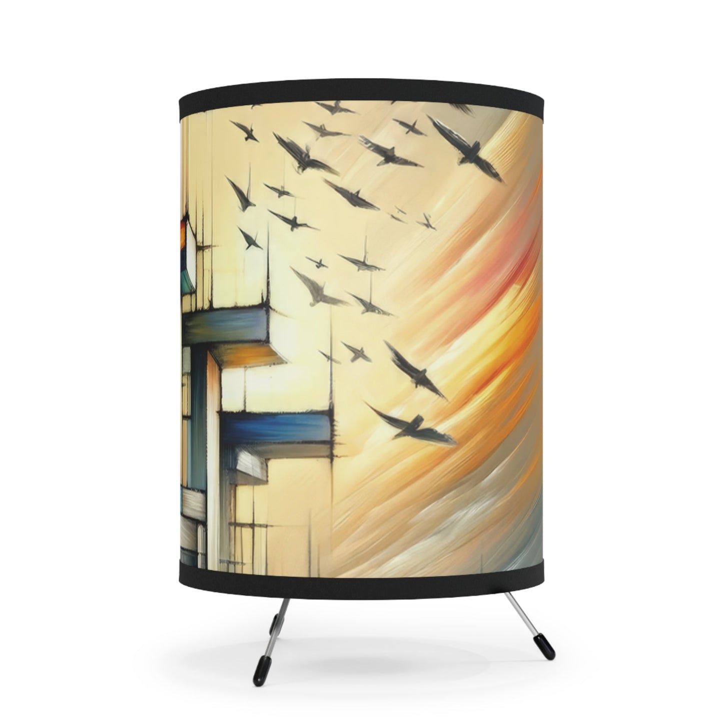 Sovereign Reflective Scaffolding Tripod Lamp with High-Res Printed Shade, US\CA plug - ATUH.ART