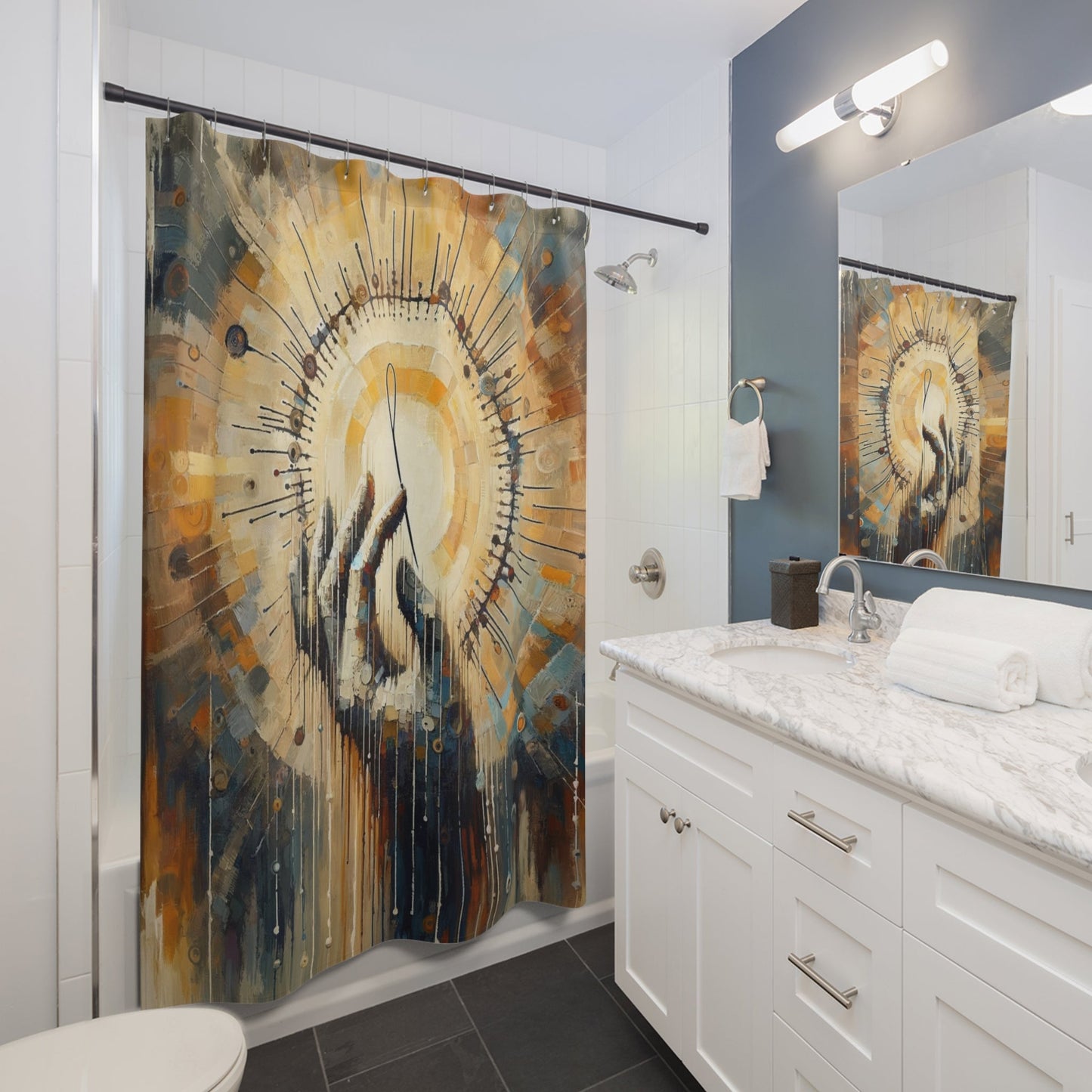 Sovereign Reflective Tachism Shower Curtains - ATUH.ART