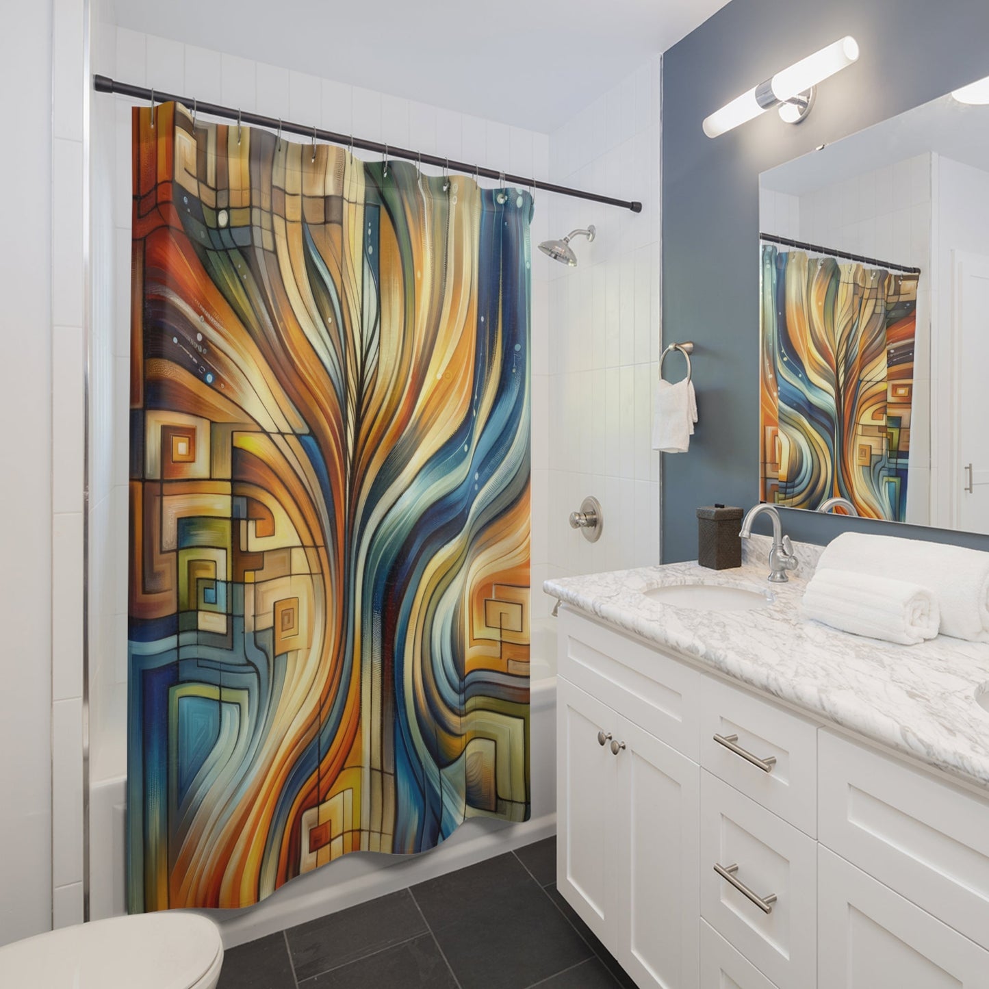 Spiritual Tachism Connection Shower Curtains - ATUH.ART