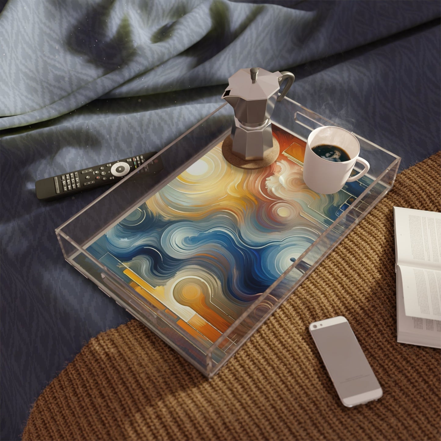 Spiritual Tranquil Sanctuary Acrylic Serving Tray - ATUH.ART