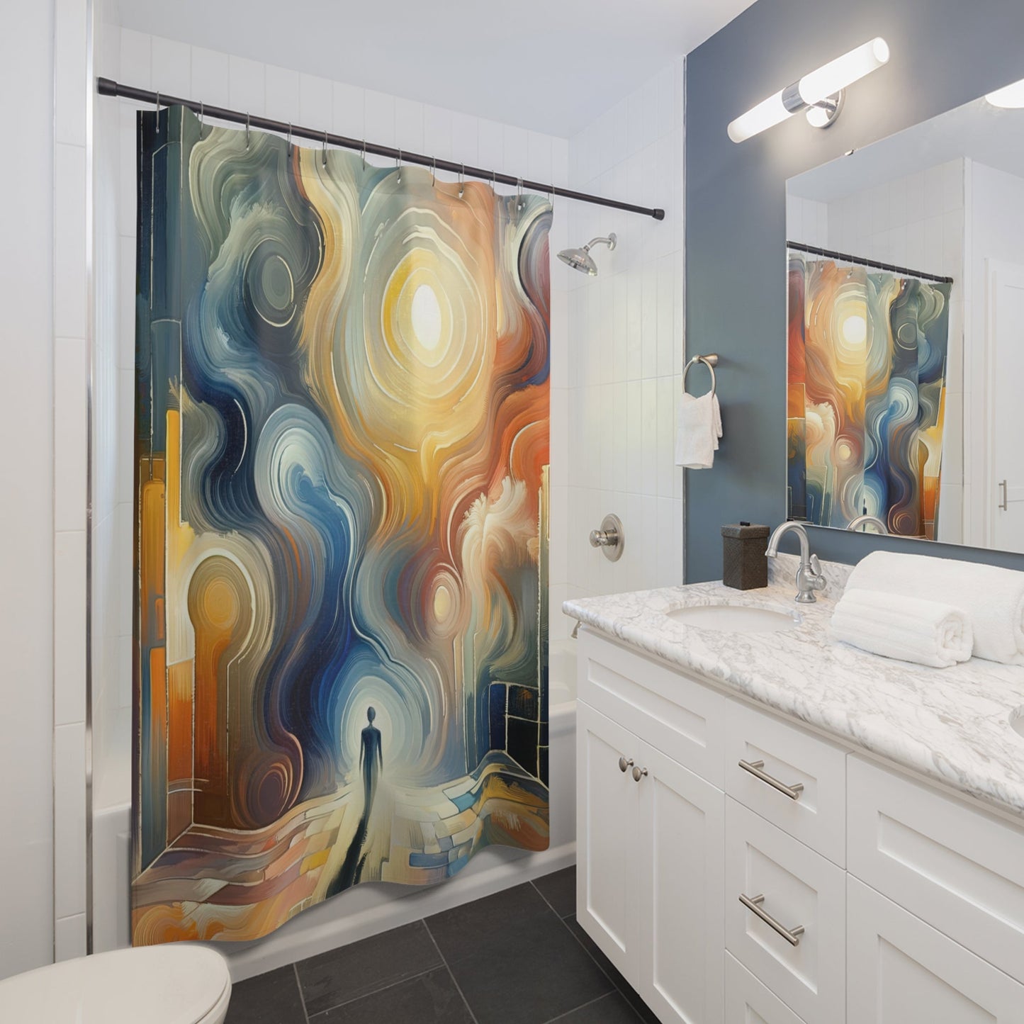 Spiritual Tranquil Sanctuary Shower Curtains - ATUH.ART