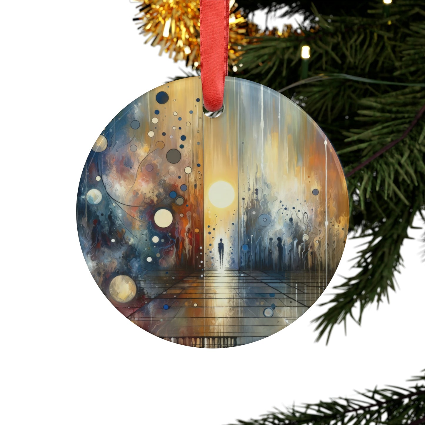 Stillness Transition Abstract Acrylic Ornament with Ribbon - ATUH.ART
