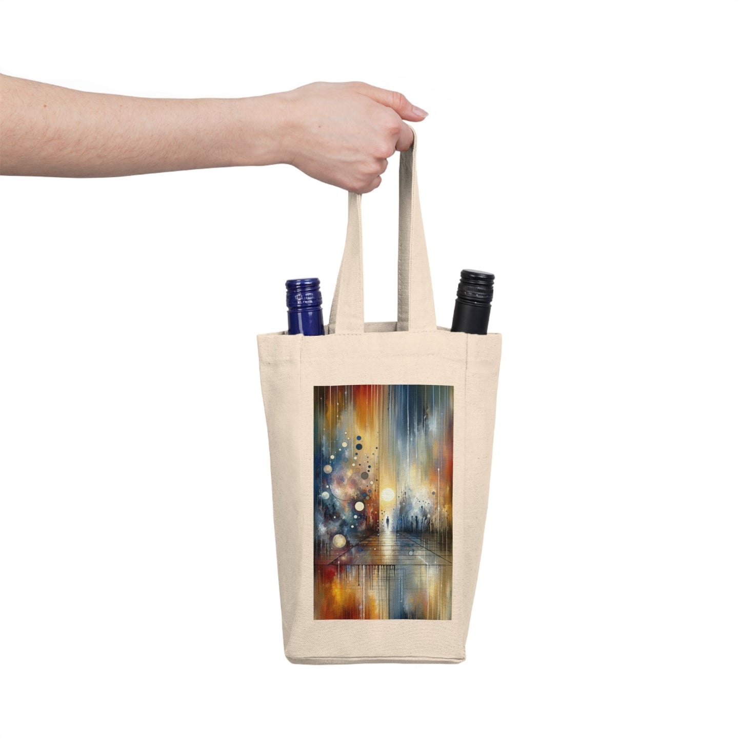 Stillness Transition Abstract Double Wine Tote Bag - ATUH.ART